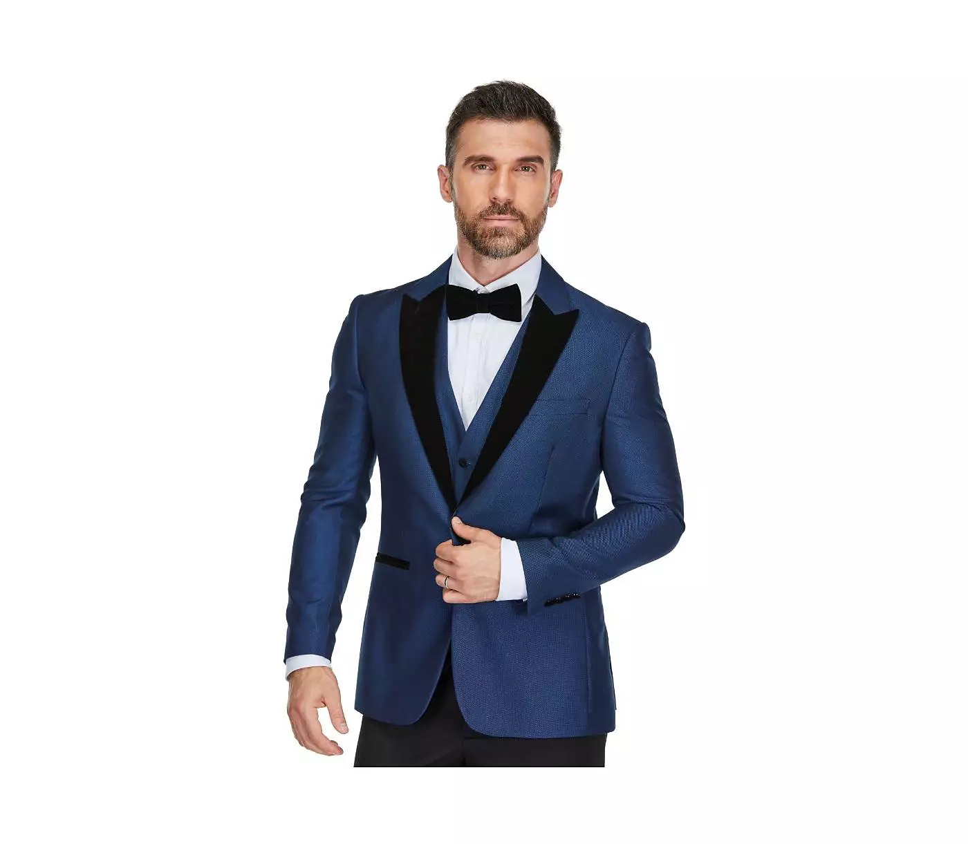 Мужской смокинг Gino Vitale из 3 предметов с острыми лацканами, атласной отделкой и легким блеском