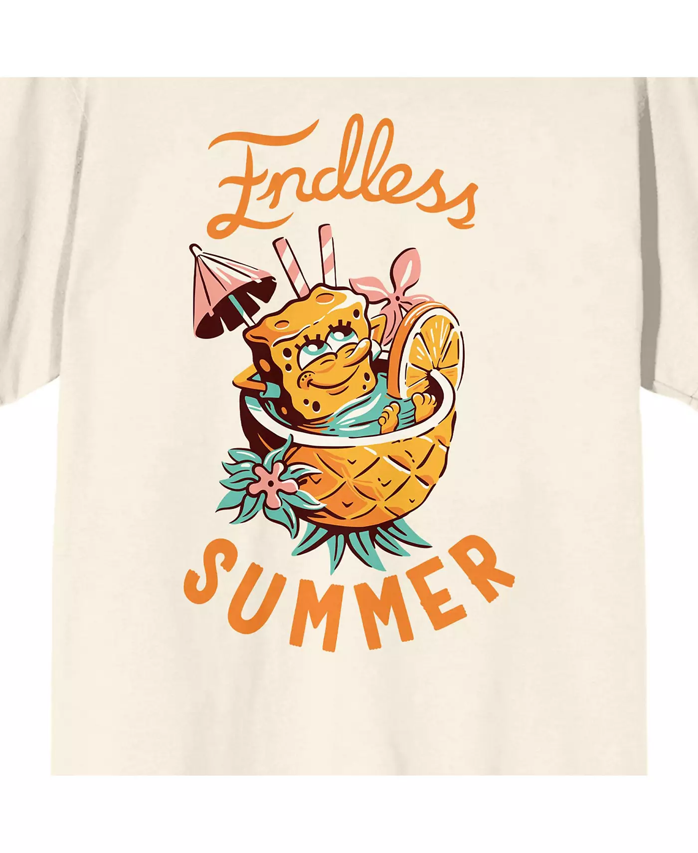 Мужская футболка SpongeBob SquarePants Endless Summer Pineapple Spa Natural с коротким рукавом, размер Medium