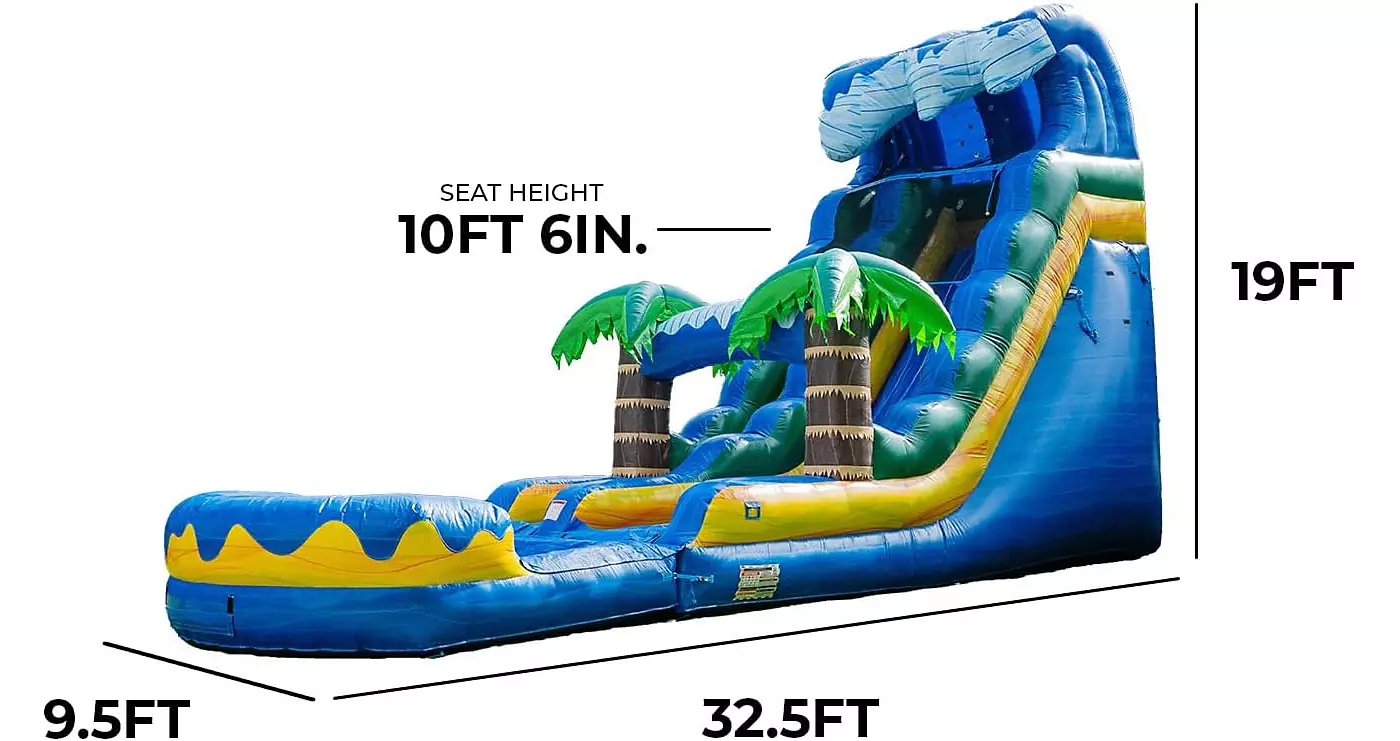 Xjump 19 Tall Surf Beach надувная однополосная водная горка с отсоединяемым бассейном, коммерческий класс, высокая высота сидений, ПВХ-винил, открытый задний двор, летнее развлечение, надувной аттракцион, аквапарк (в комплект входит нагнетатель)