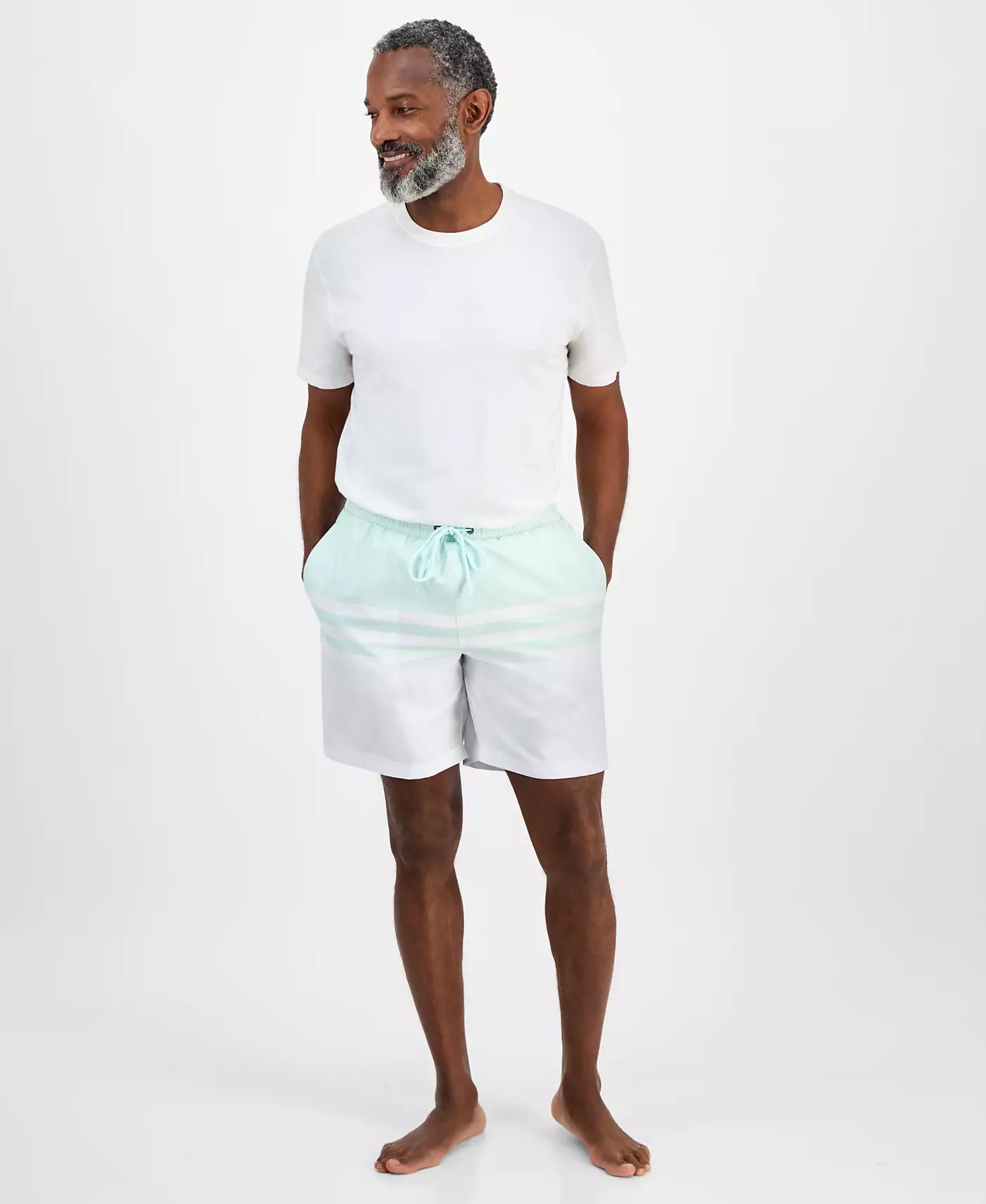 Мужские быстросохнущие плавки Club Room Performance длиной 7 дюймов с цветными полосками, созданные для Macy's