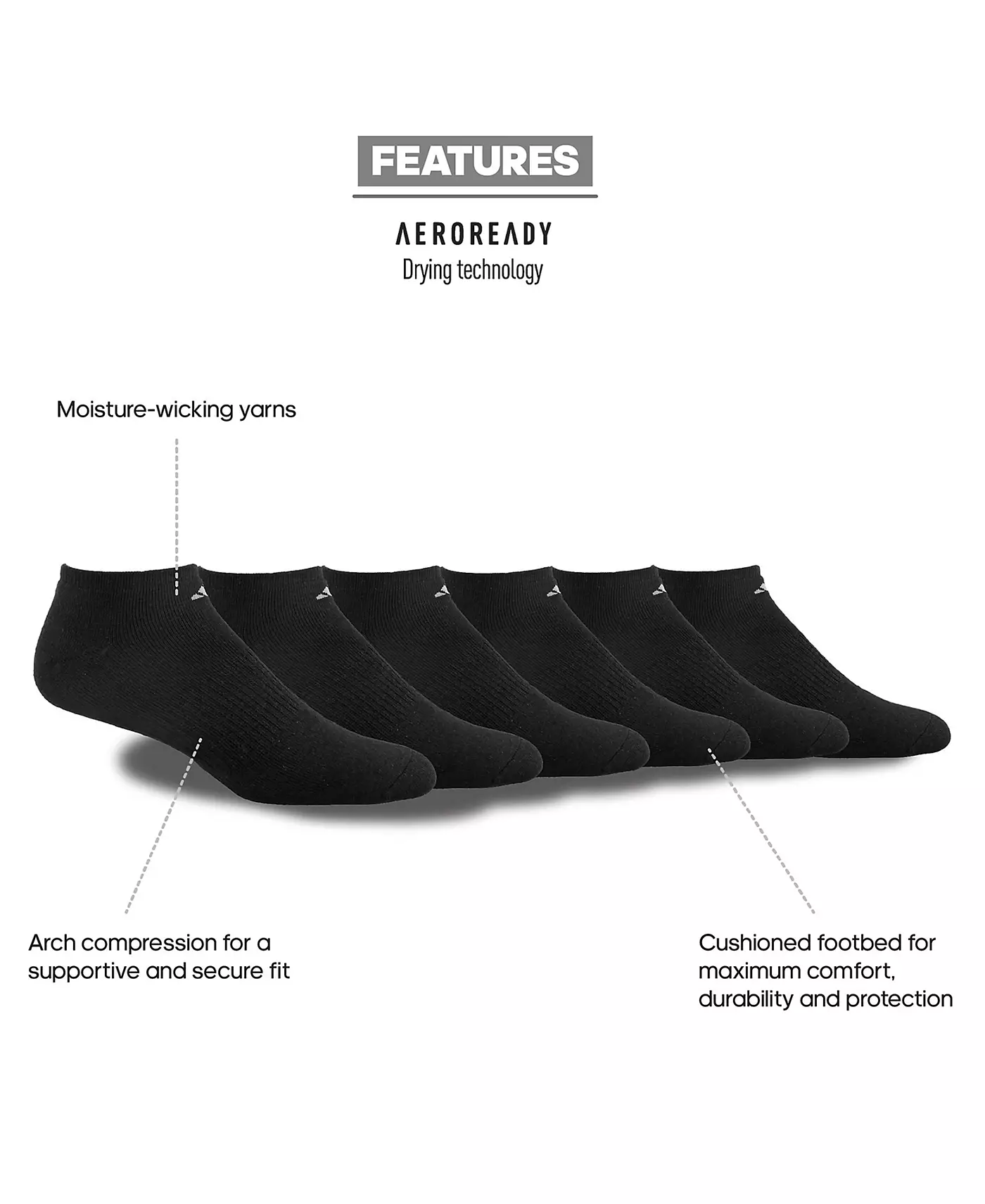 Мужские носки Adidas Cushioned Athletic, 6 пар, не показываемые на экране