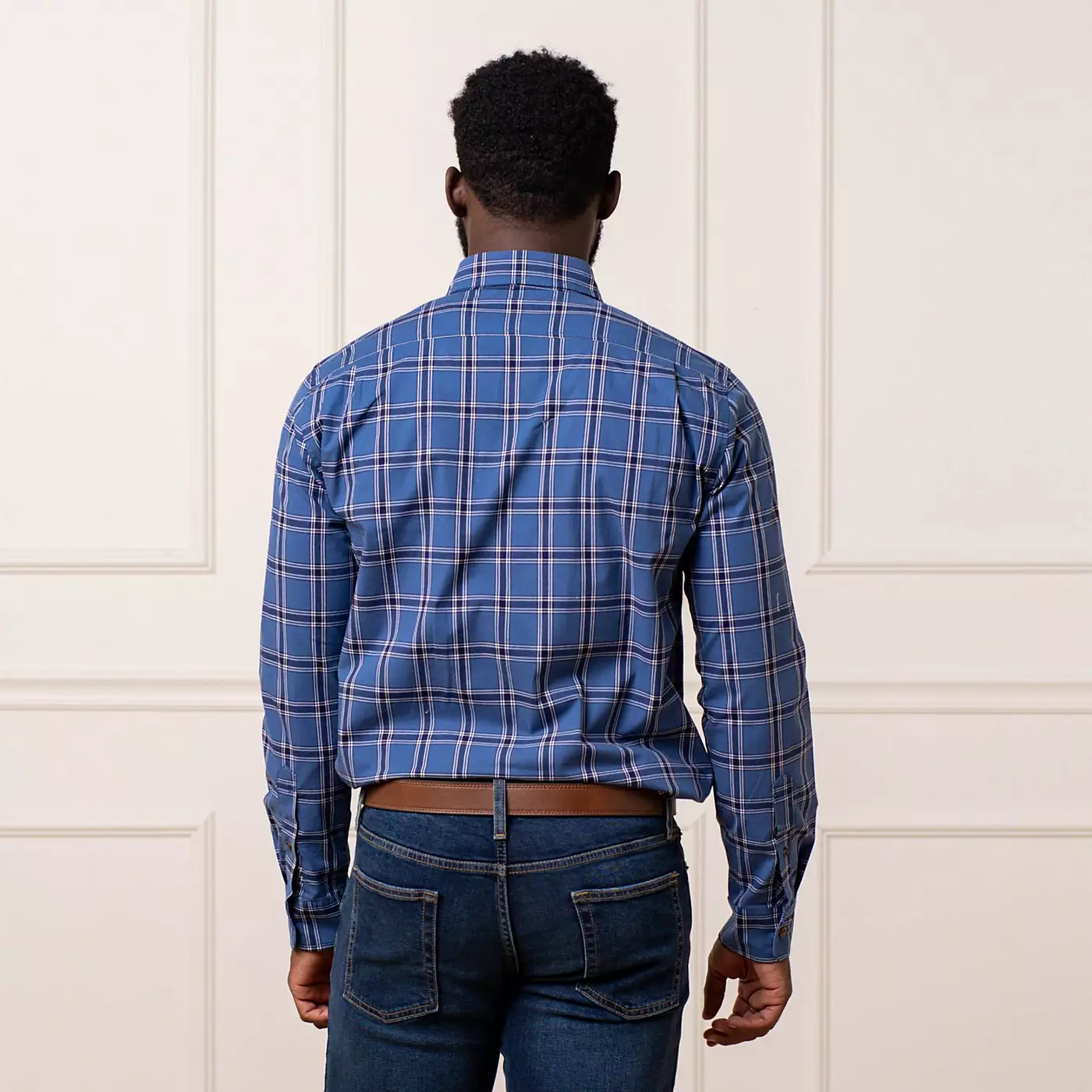 Мужская рубашка Hope & Henry Organic с длинным рукавом из эластичного поплина на пуговицах