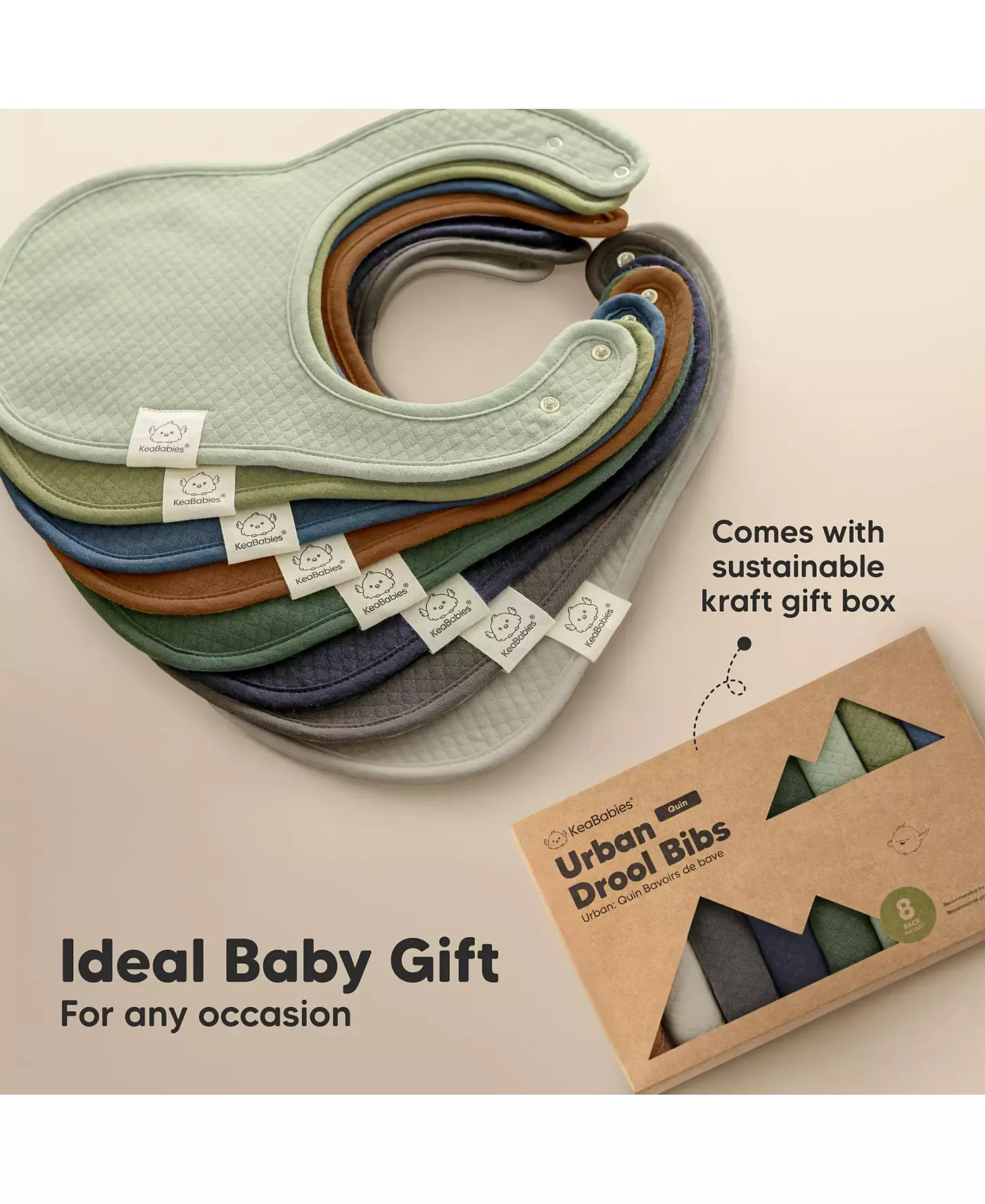 KeaBabies 8 шт. Органические детские нагрудники Quin для слюнотечения и прорезывания зубов, хлопковые нагрудники для слюнотечения, нагрудники для новорожденных мальчиков, нагрудники для девочек