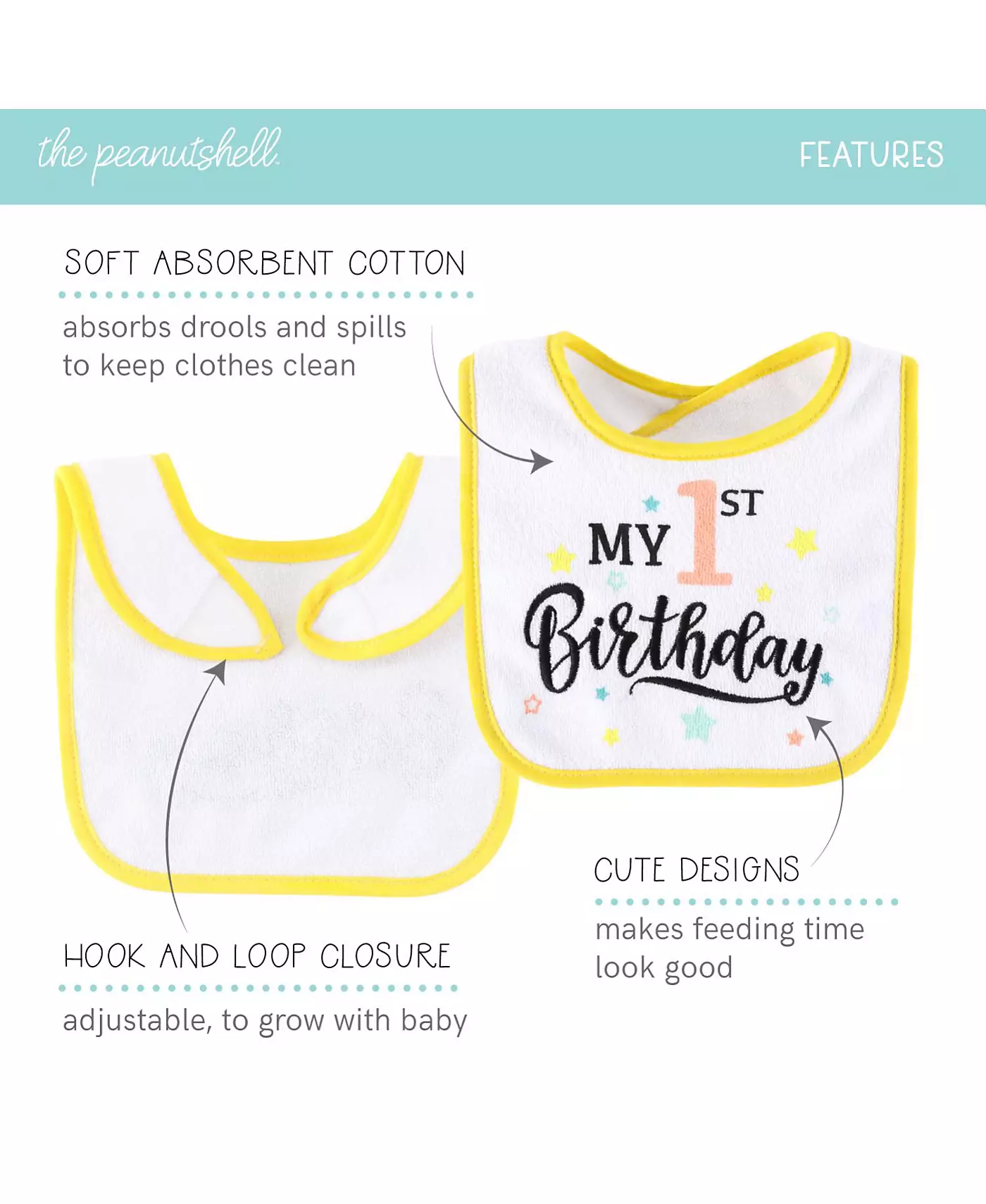 The Peanutshell New Holiday Terry Baby Bib Set 10 Pack Set для мальчиков и девочек