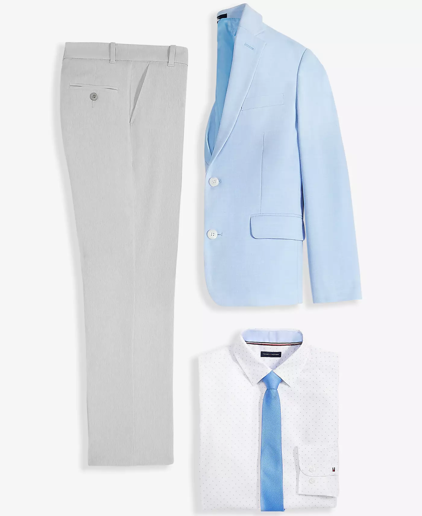 Спортивное пальто Tommy Hilfiger Big Boys Stretch, рубашка Stretch Geo-Print, фактурный однотонный предварительно завязанный галстук и гибкие эластичные тренировочные брюки