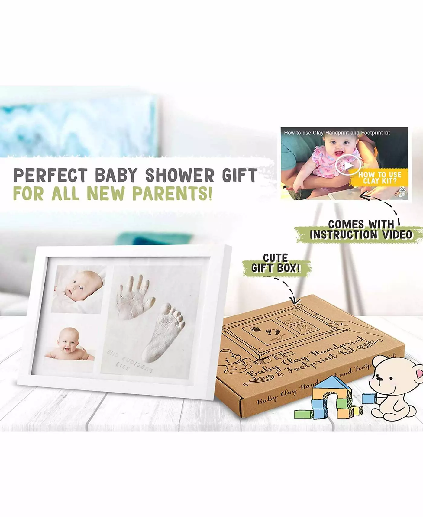 KeaBabies Solo Baby Hand and Foot Kit, детские фоторамки на память, набор для создания отпечатков ручек, подарки для новорожденных девочек и мальчиков