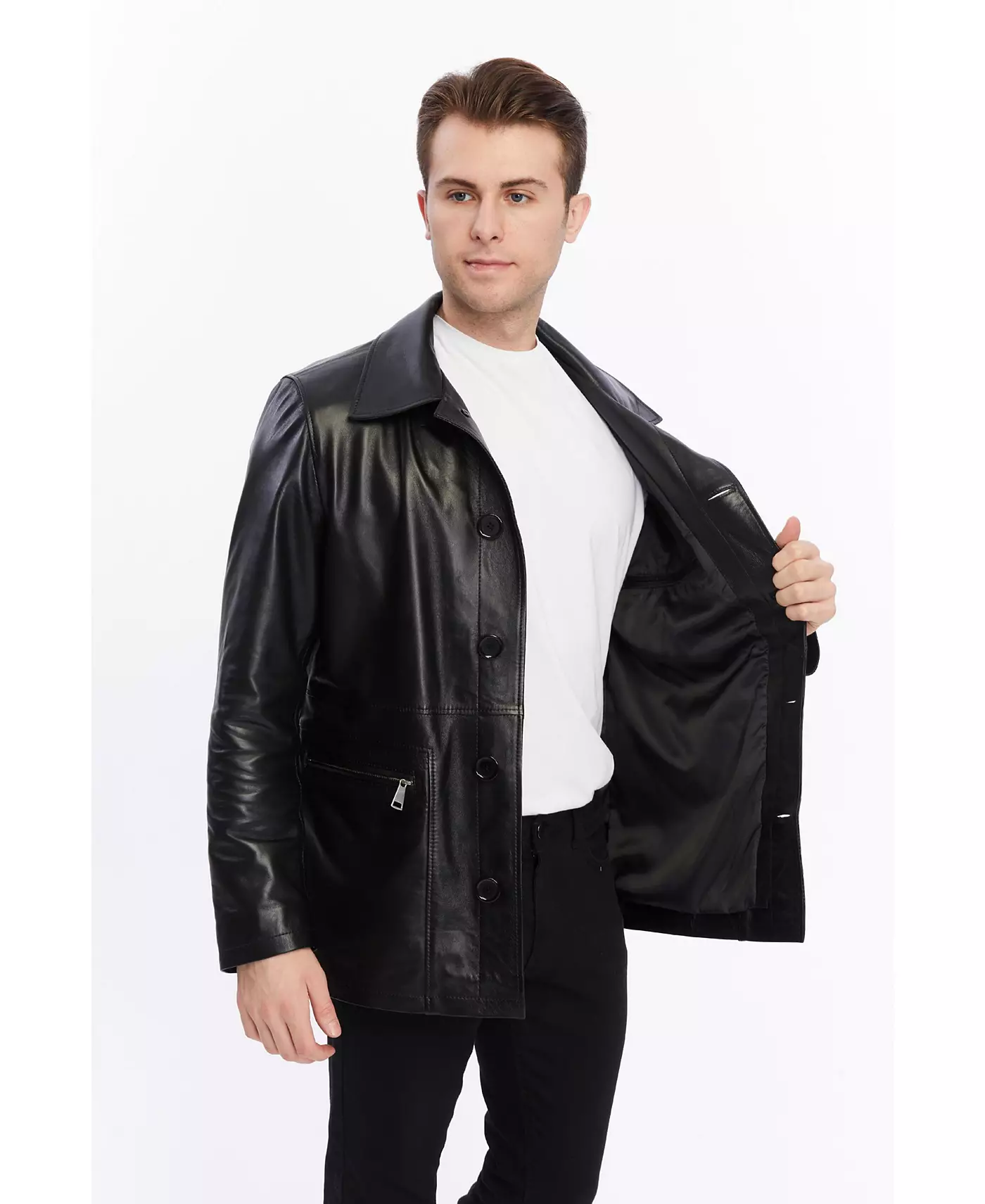 Мужская куртка Furniq UK из натуральной кожи