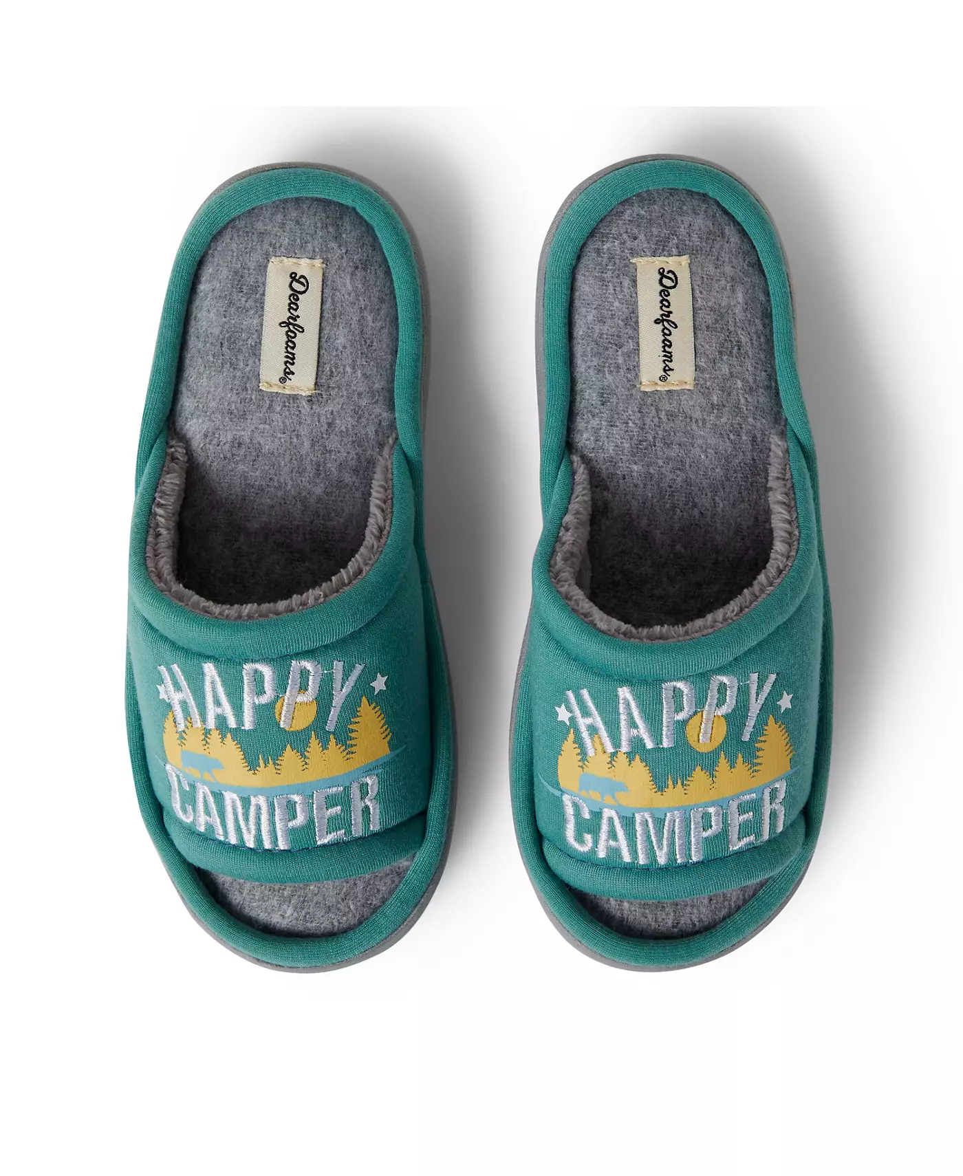 Dearfoams Kids Lennox Happy Camper Knit Shower Slide Домашние тапочки