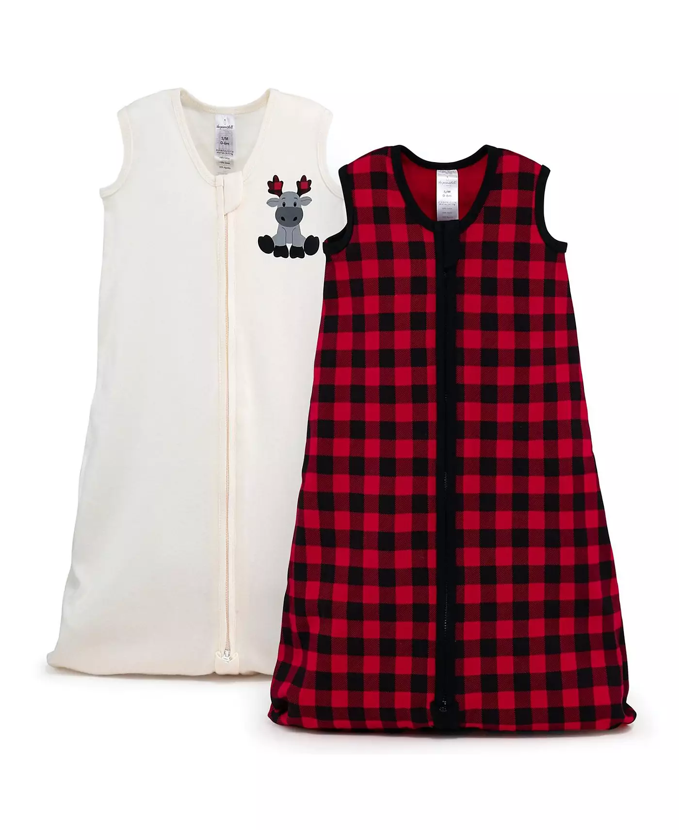 Детские спальные мешки Peanutshell, одеяла, которые можно носить с собой, для мальчиков и девочек, в клетку красного цвета, 2 шт. в упаковке