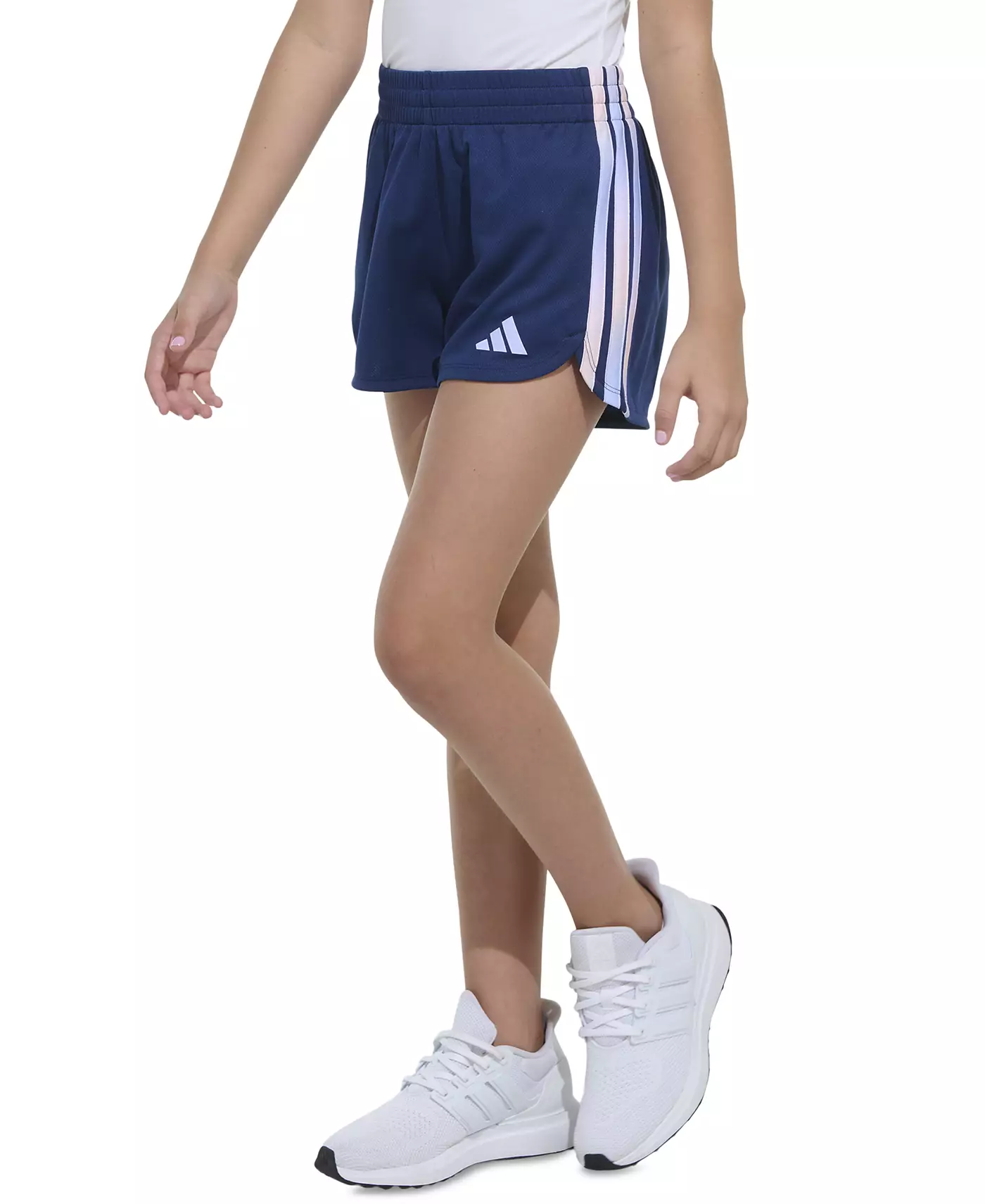 Шорты для девочек Adidas Big Girls с эластичным поясом и градиентом в 3 полоски Pacer Mesh
