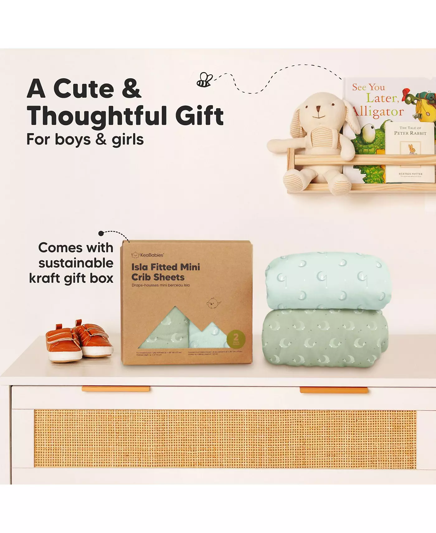 KeaBabies 2-упаковка простыней для кроватки Mini, простыни Pack and Play на резинке, простыни Pack N Play, органический чехол для простыни на резинке