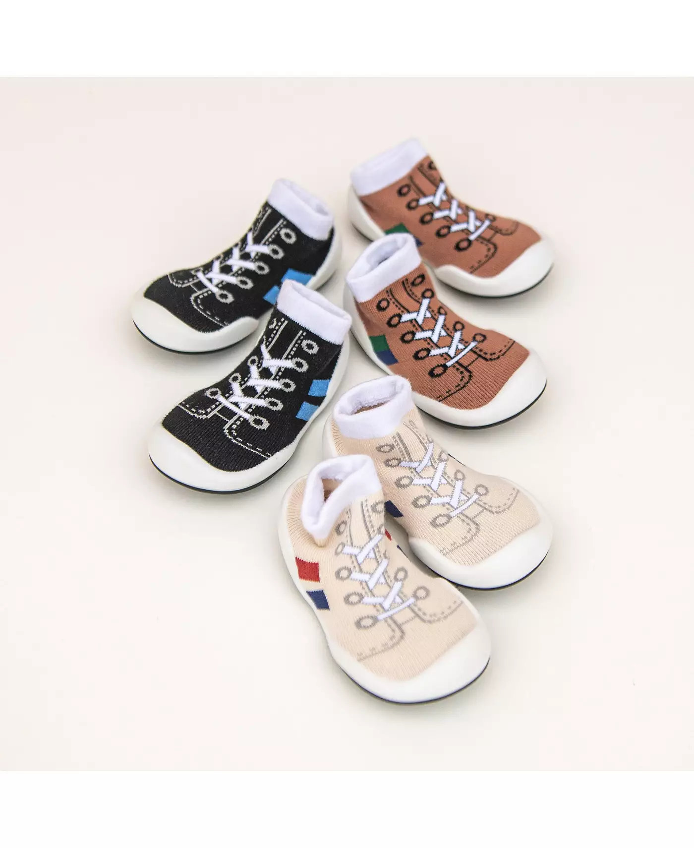 Komuello Младенцы Мальчики Дышащие Моющиеся Нескользящие Носки Кроссовки Бег - Черный