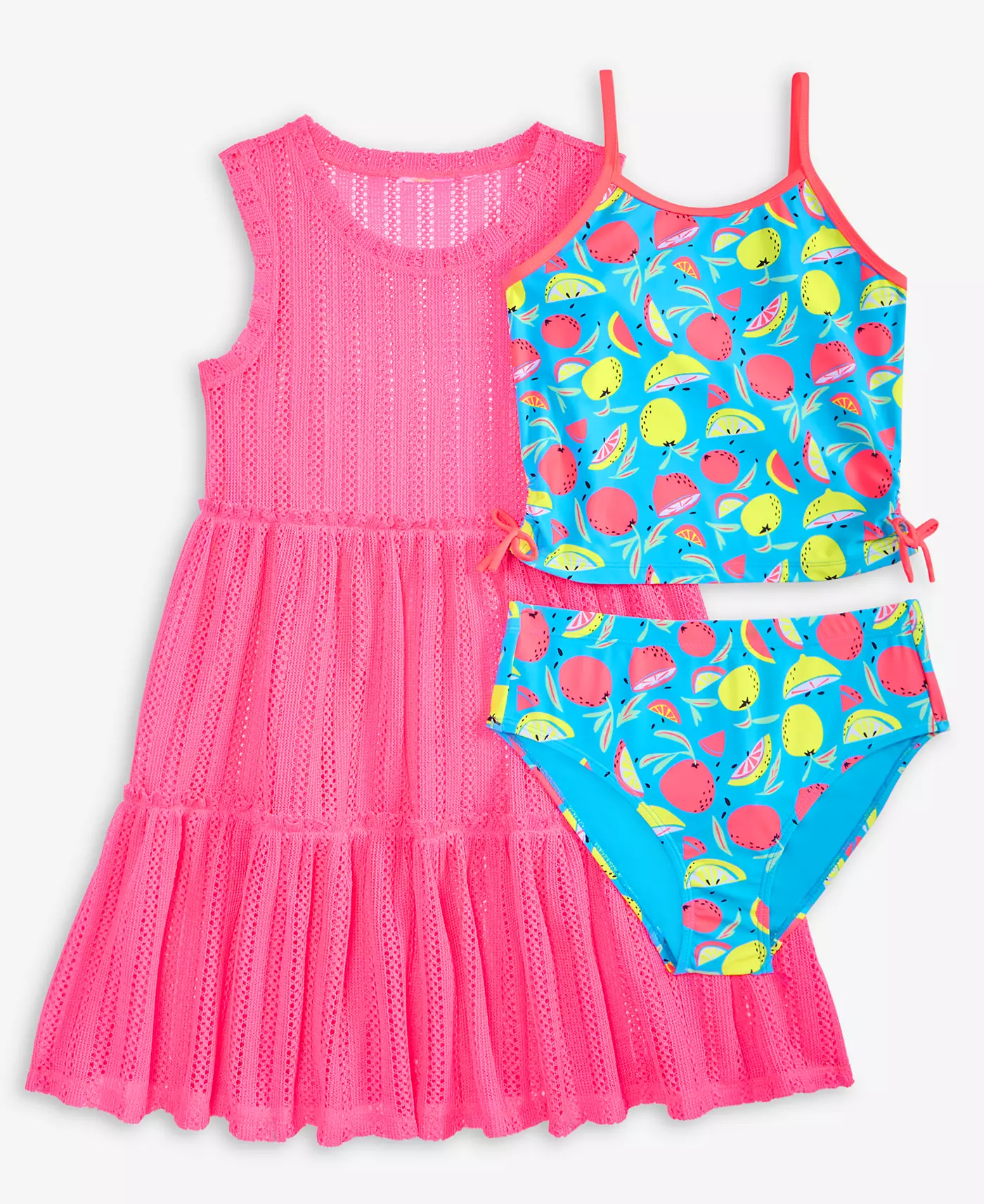 Epic Threads Big Girls Citrus - двухсекционный купальник-танкини с вырезом и сетчатое платье-пляж, эксклюзивно в Macy's