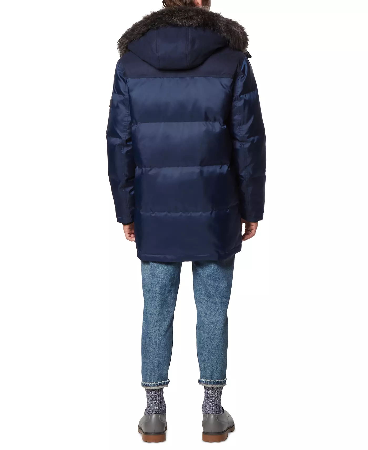Мужская парка Marc New York Tripp Oxford Poly & Faux Wool Combo Down Parka