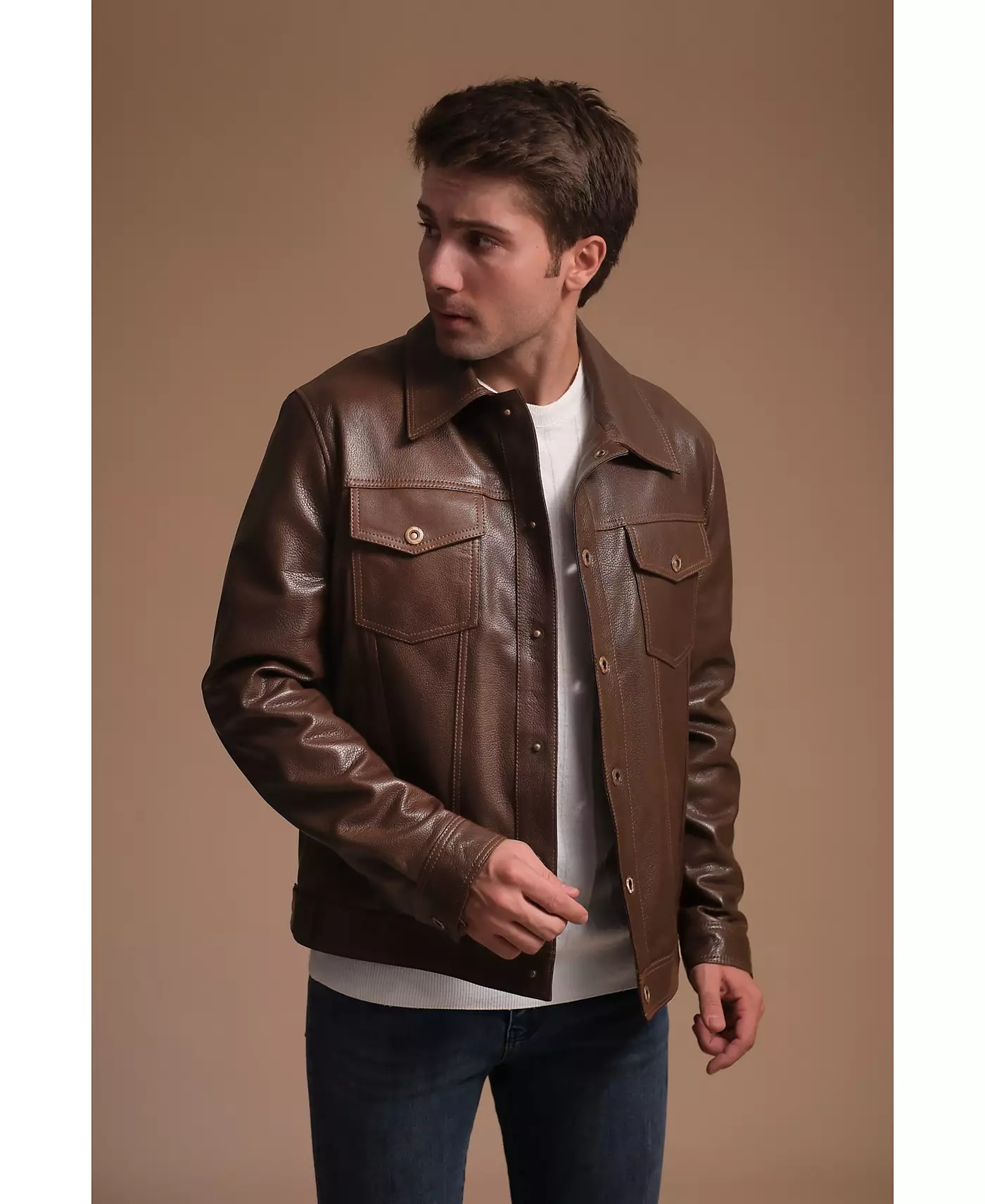 Мужская кожаная куртка Furniq UK, коричневая, создана для Macy's