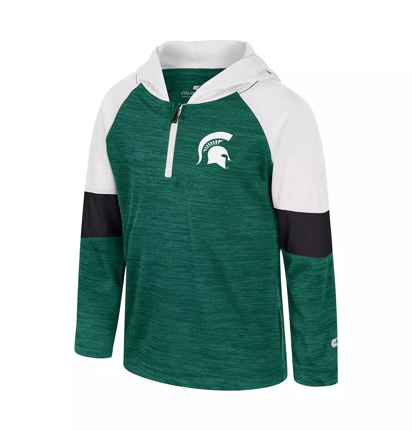 Colosseum для мальчиков и девочек, зеленая толстовка с капюшоном Michigan State Spartans Creative Control Raglan с застежкой-молнией на четверть длины