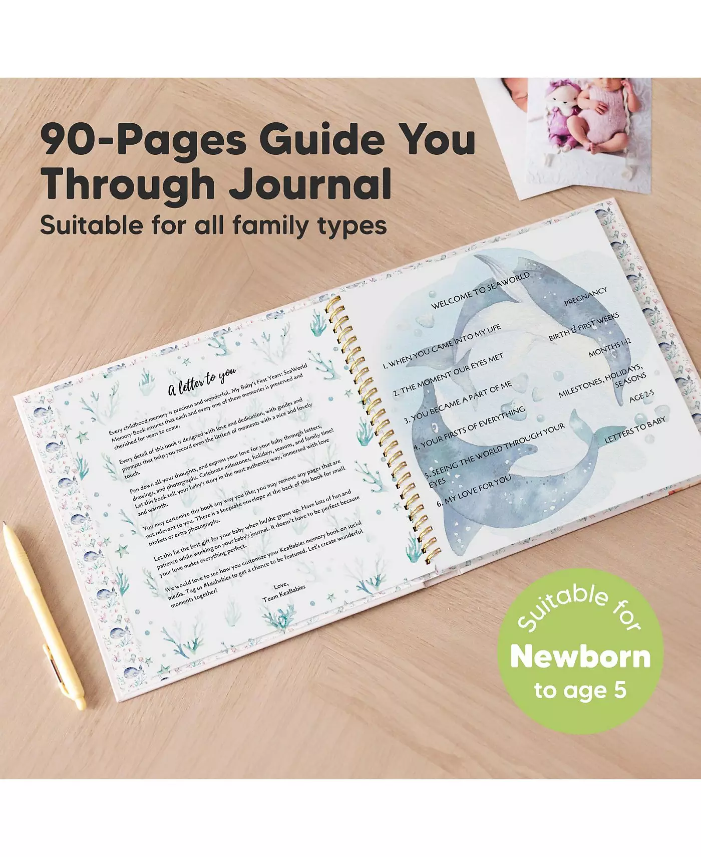 KeaBabies Craft Baby Memory Book, детские книги для первых 5 лет, 90 страниц, памятный дневник для девочек и мальчиков