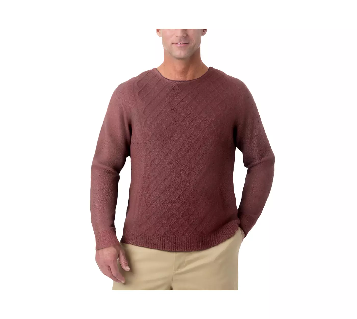 Мягкий свитер KingSize Big & Tall с круглым вырезом и косичками