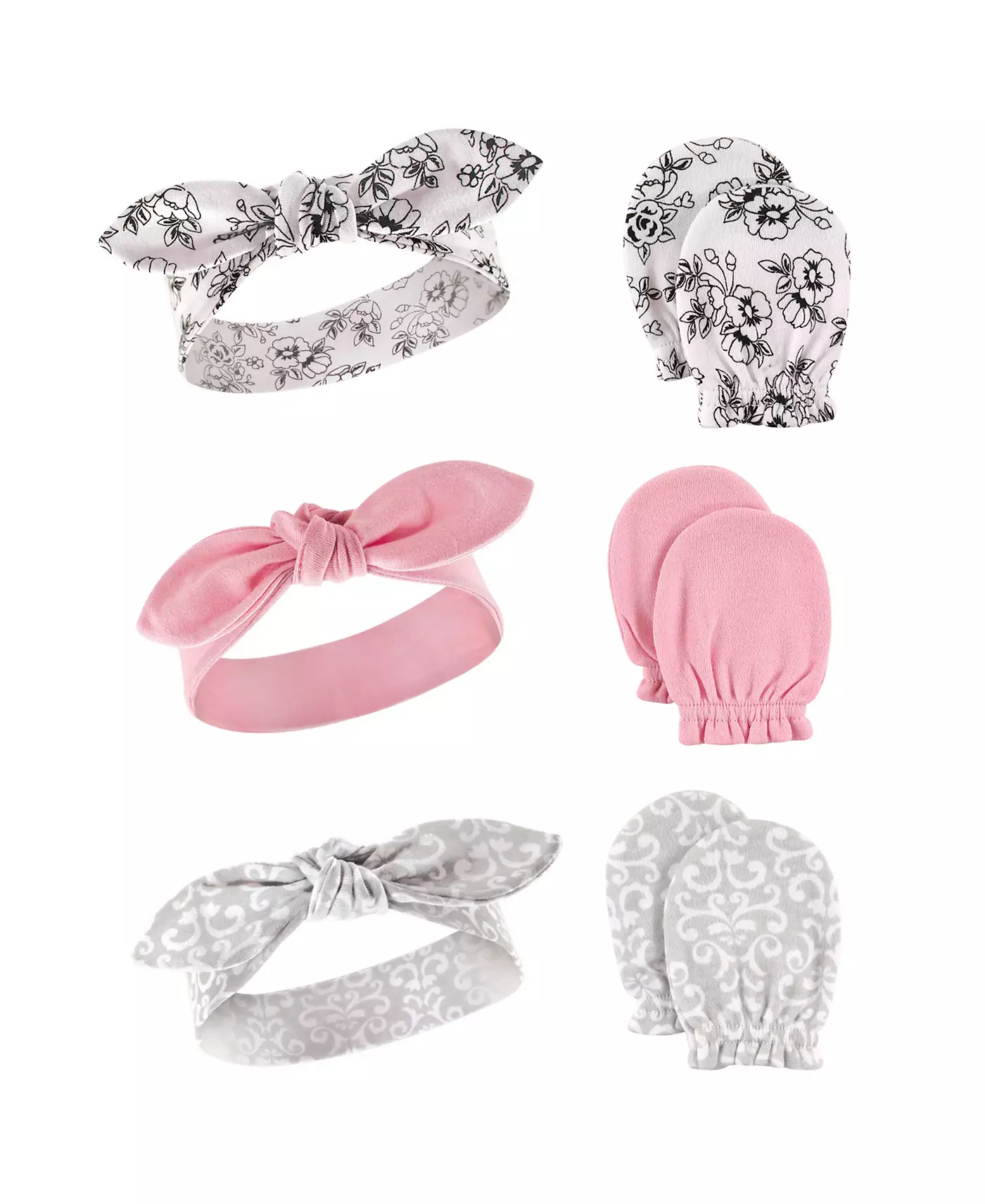 Hudson Baby Baby Girls Hudson Хлопковая повязка на голову и варежка-царапка, комплект из 6 предметов, единорог, 0-6 месяцев