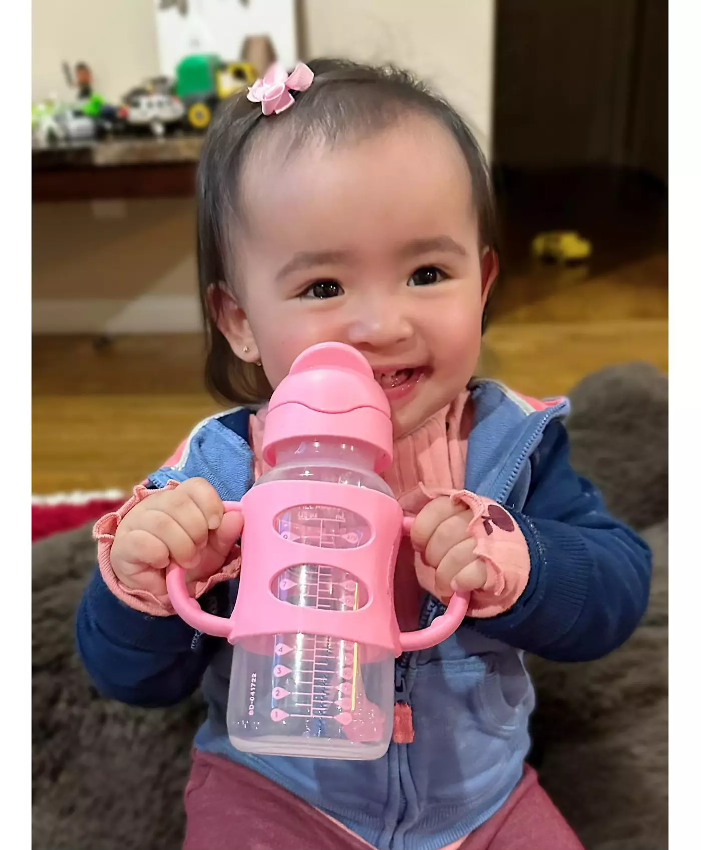 Бутылка-поильник Dr. Browns Baby с широким горлышком и трубочкой, ручки из 100% силикона, 9 унций, розовая