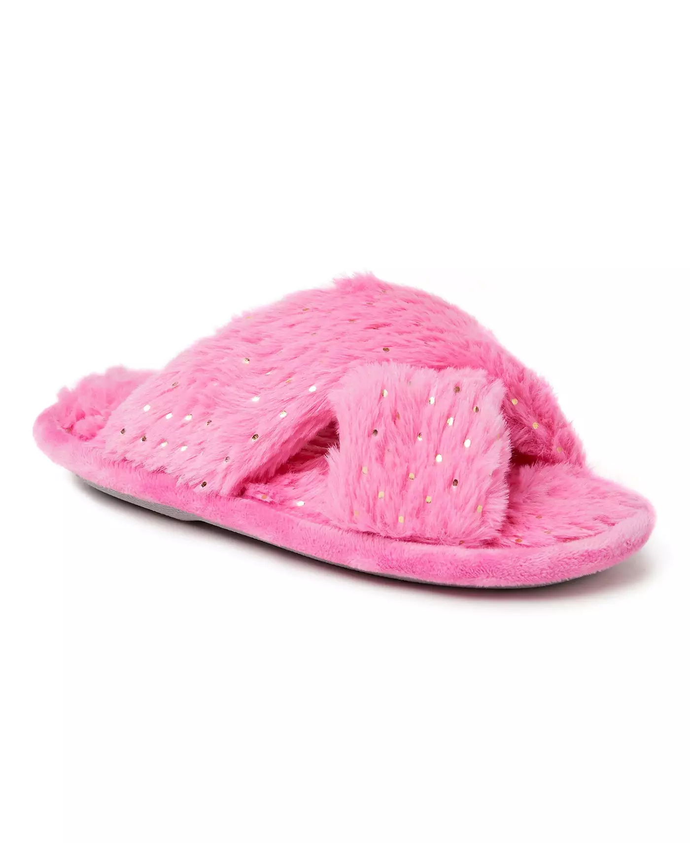 Тапочки Dearfoams Girls Ava Crisscross Fuzzy Sparkle Slide