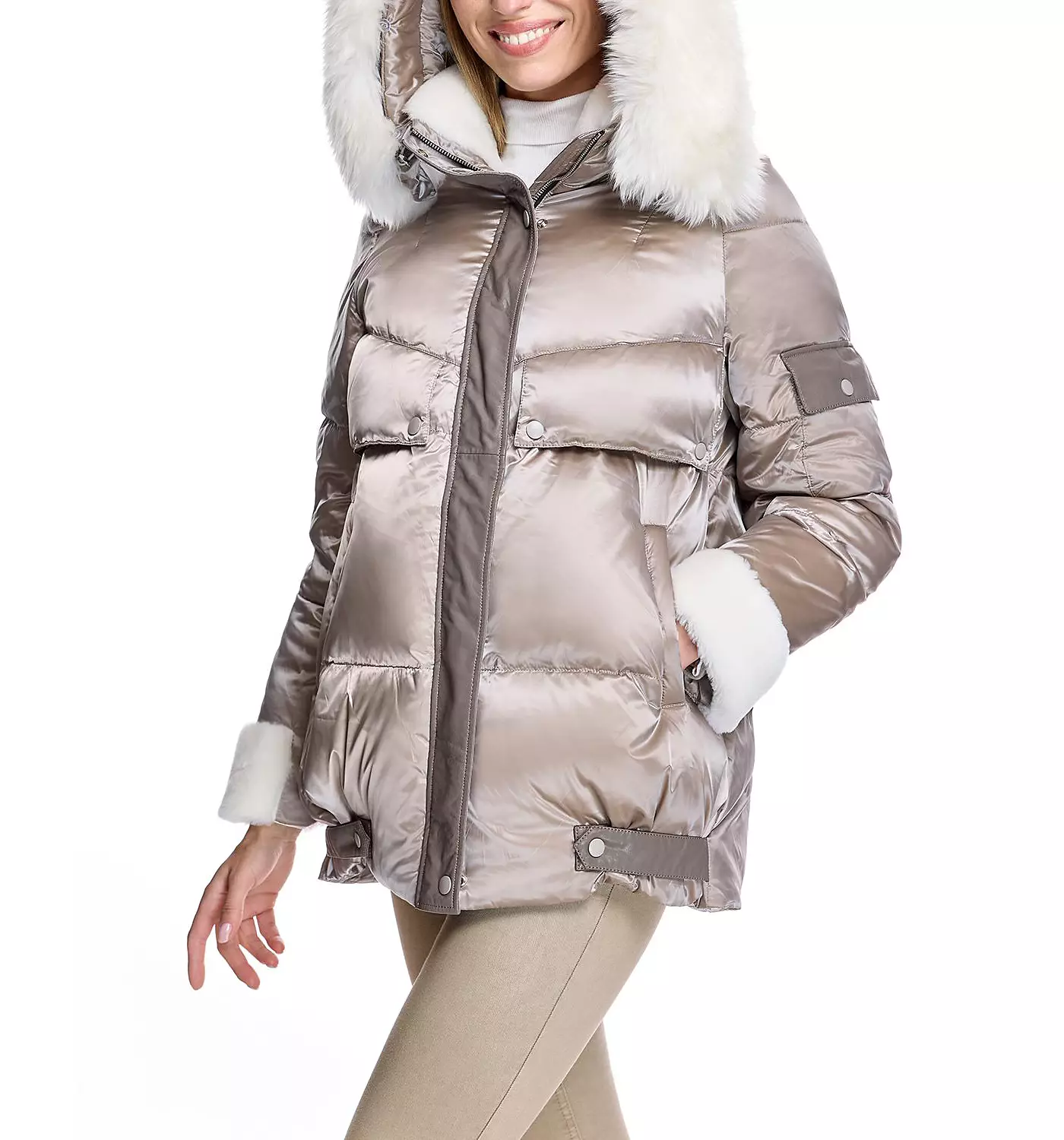 Женская стеганая куртка Julia & Stella By Maximilian с отделкой из овчины