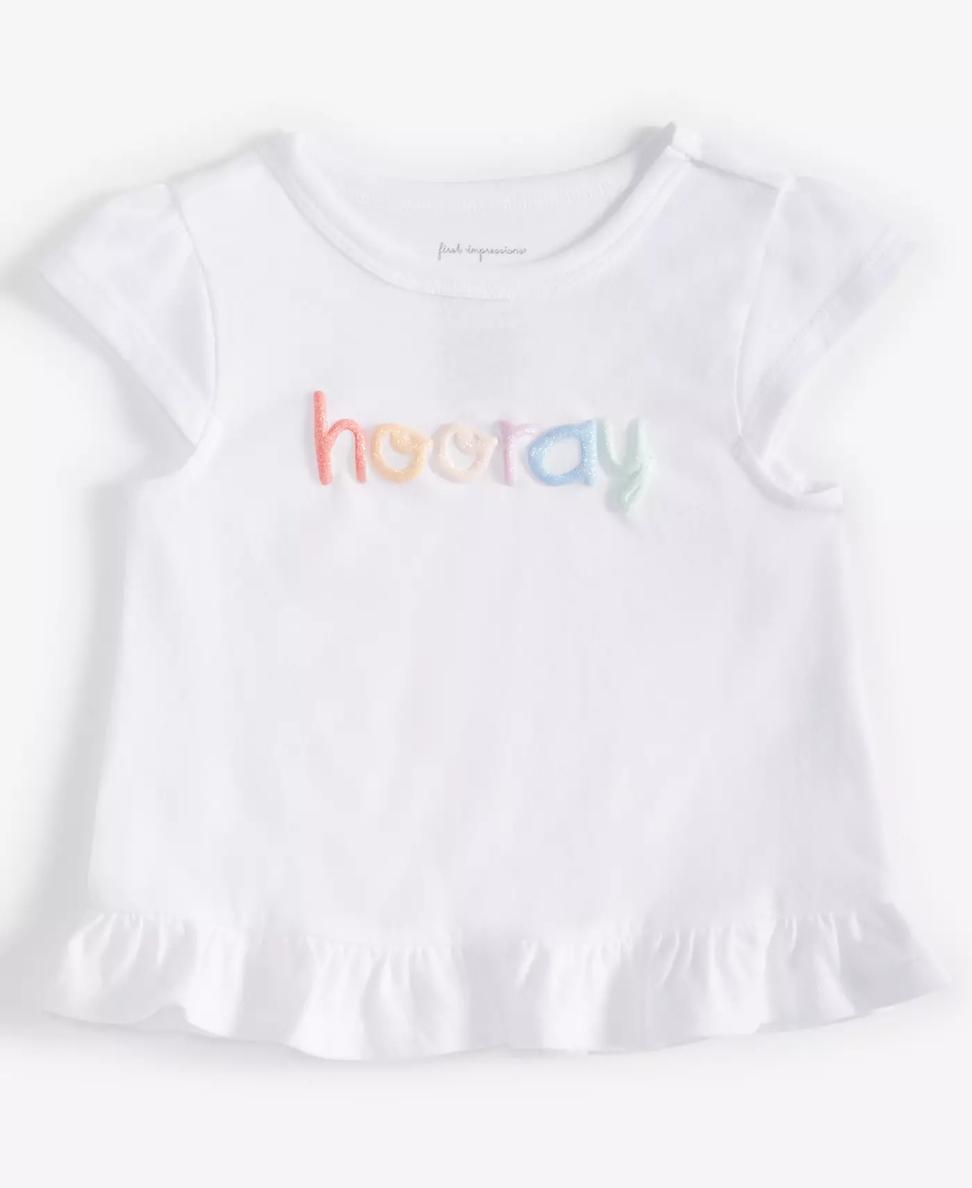 Футболка с короткими рукавами и принтом «Hooray» для девочек First Impressions Baby Girls, созданная для Macy's