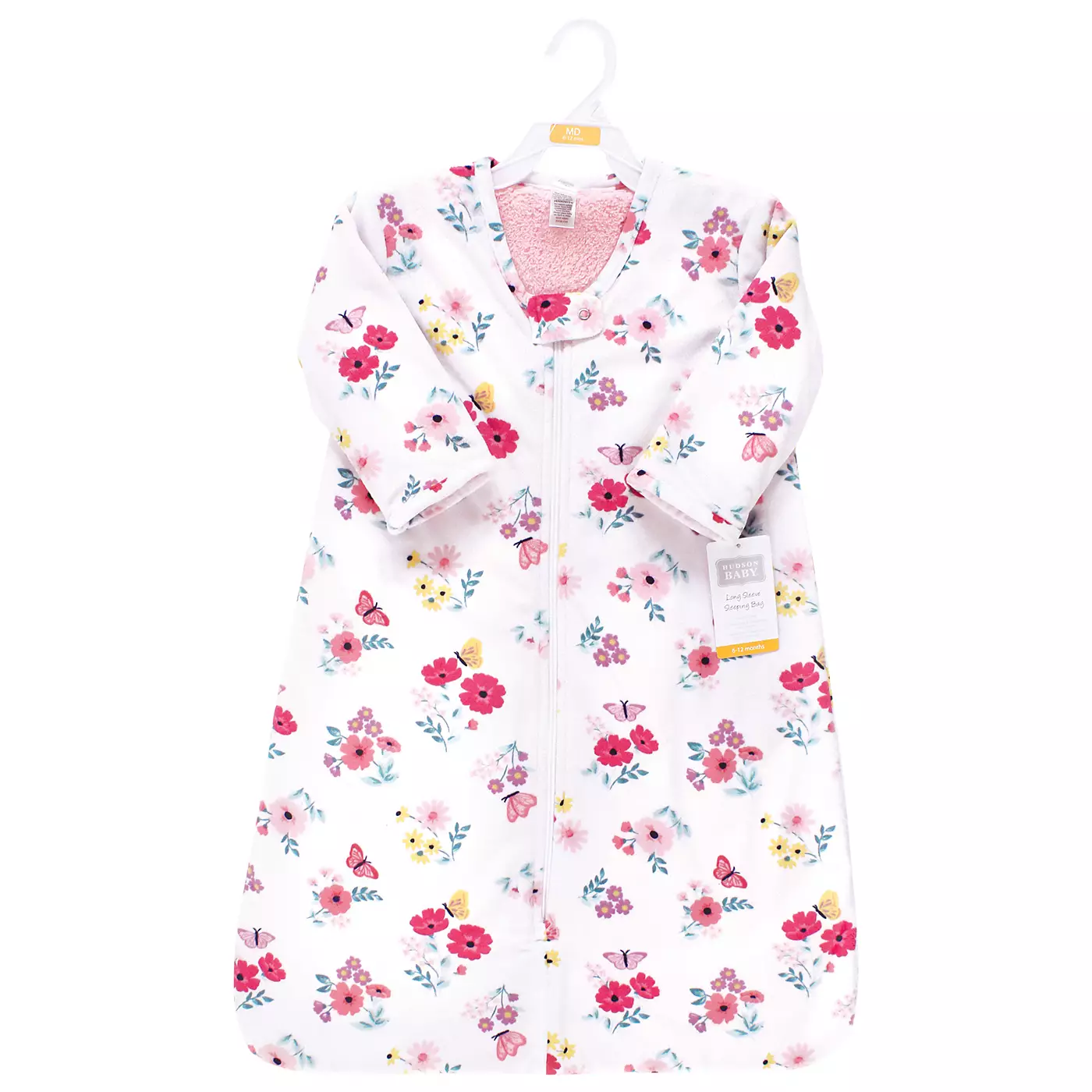 Hudson Baby Baby Girls Hudson Длинный рукав плюшевый искусственный мех спальный мешок, носимое одеяло, бабочка цветочный, 12-18 месяцев
