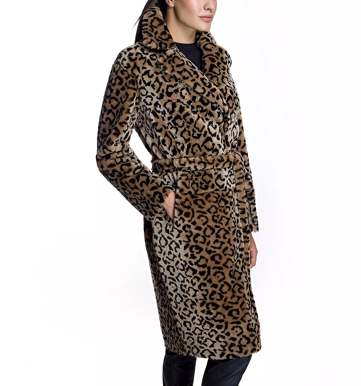 Женское двустороннее пальто-халат из овчины Julia & Stella By Maximilian