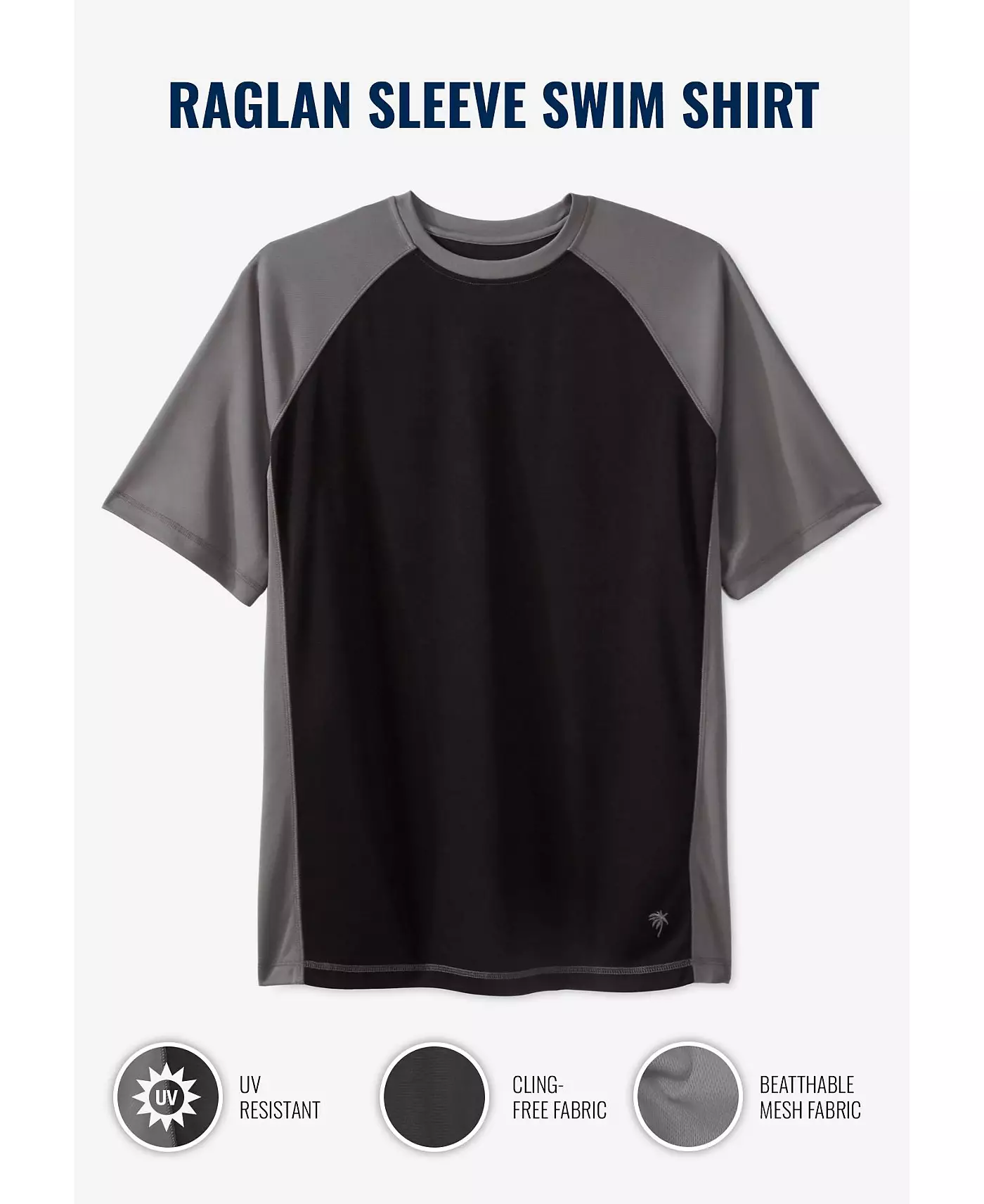 Рубашка для плавания KingSize Big & Tall Cling-Free с коротким рукавом и реглан