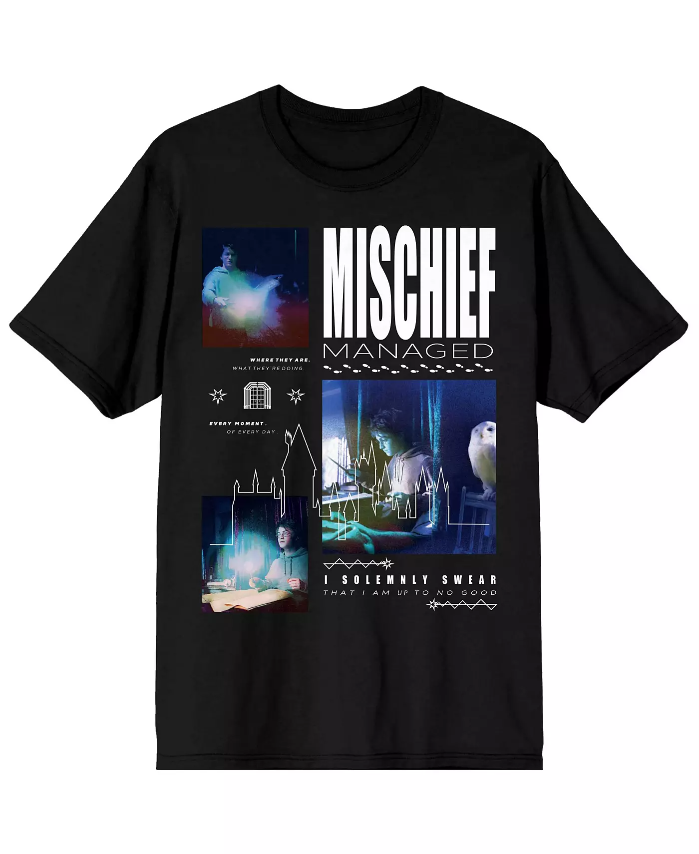 Футболка с рисунком Гарри Поттера Big & Tall Hedwig Mischief Managed Black - 4XL