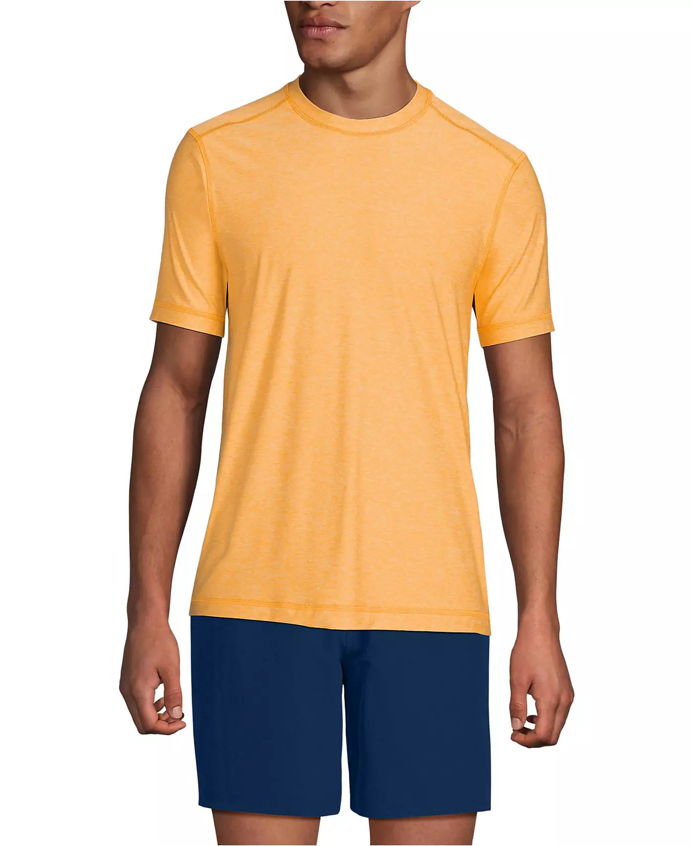 Мужская футболка Lands' End с коротким рукавом UPF 50 для плавания Rash Guard