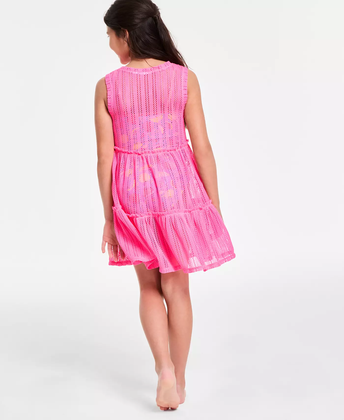 Epic Threads Big Girls Citrus - двухсекционный купальник-танкини с вырезом и сетчатое платье-пляж, эксклюзивно в Macy's