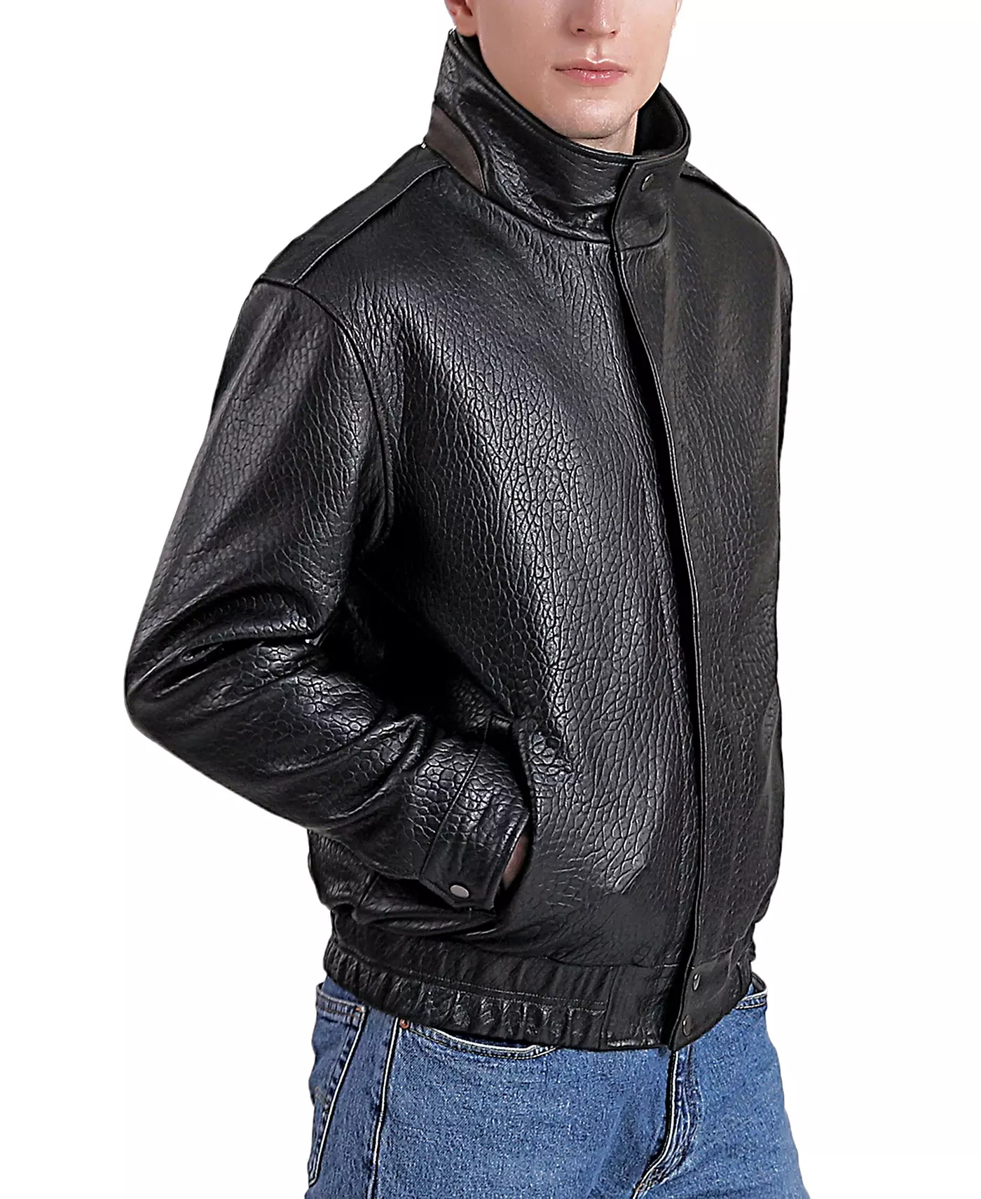 Мужская кожаная куртка-бомбер BGSD Men Brandon