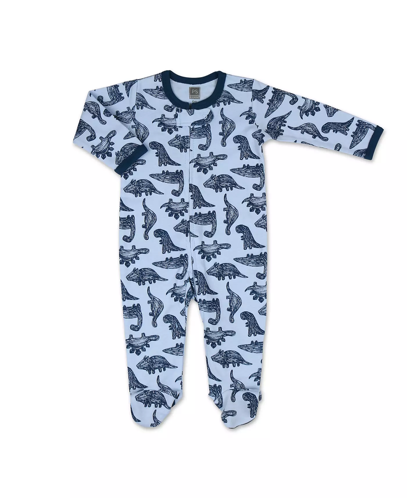 Пижама Peanutshell Baby Sleep N Play Footed для мальчиков и девочек, с изображением динозавра, синяя, 3 шт. в упаковке, для детей от рождения до 9 месяцев