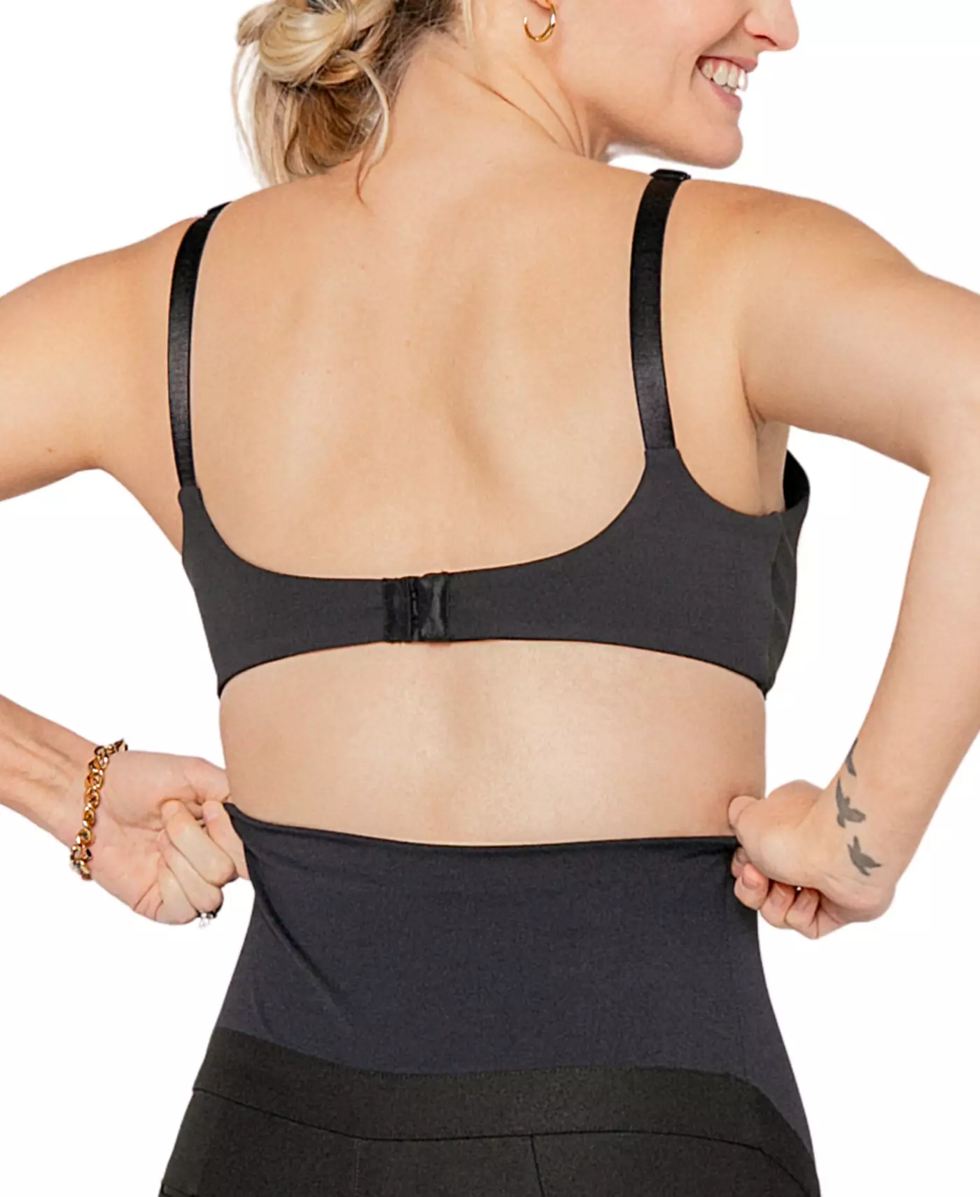 Бюстгальтер-бралетт для беременных и кормящих матерей MARION с высокой поддержкой черного цвета с кружевной отделкой