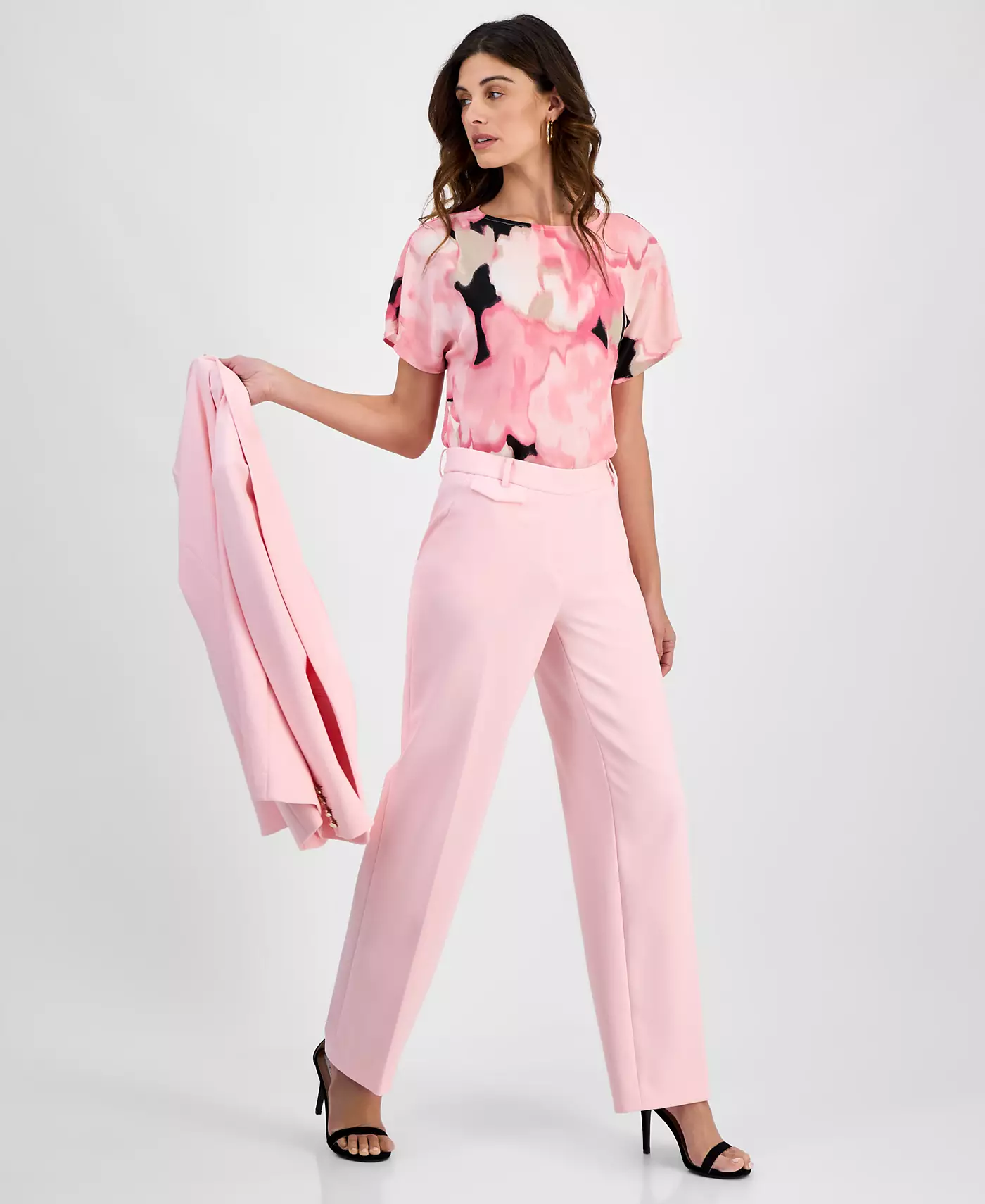 Блузка Anne Klein в горошек с вырезом-лодочкой