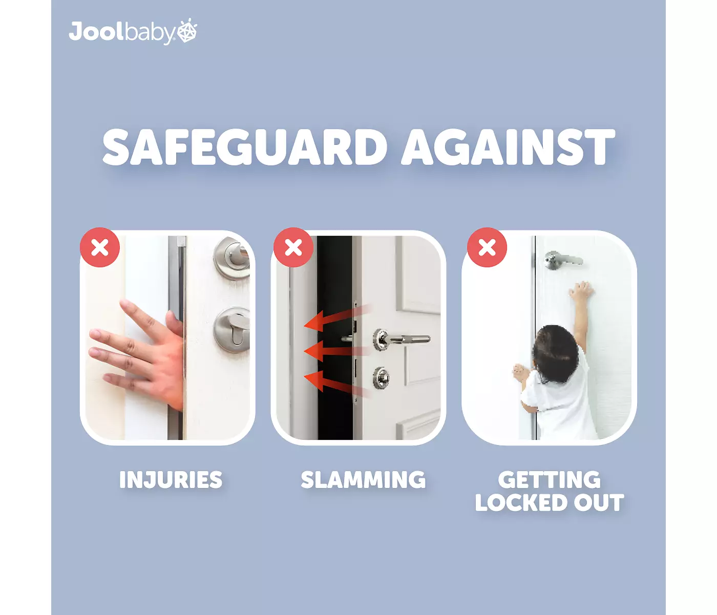 Защитные щитки для дверей Jool Baby Toddler от защемления пальцев — защищают детей от травм и защемления, мягкая пена EVA, безопасность без повреждений (6 шт. в упаковке)