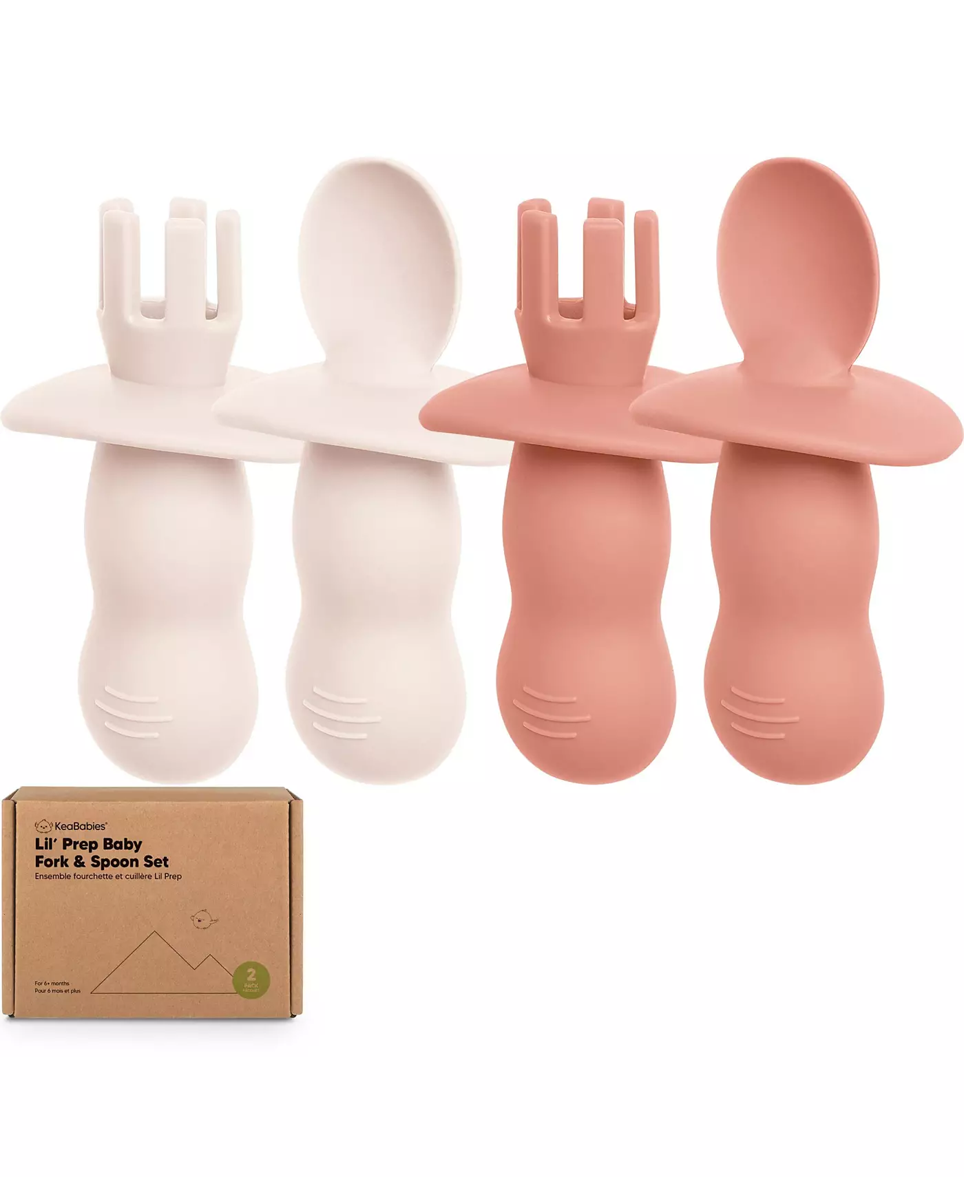 Набор из 4 ложек и вилок для младенцев KeaBabies Prep, столовые приборы для самостоятельного кормления ребенка 6-18 месяцев, набор для кормления младенцев BLW из силикона, без бисфенола-А
