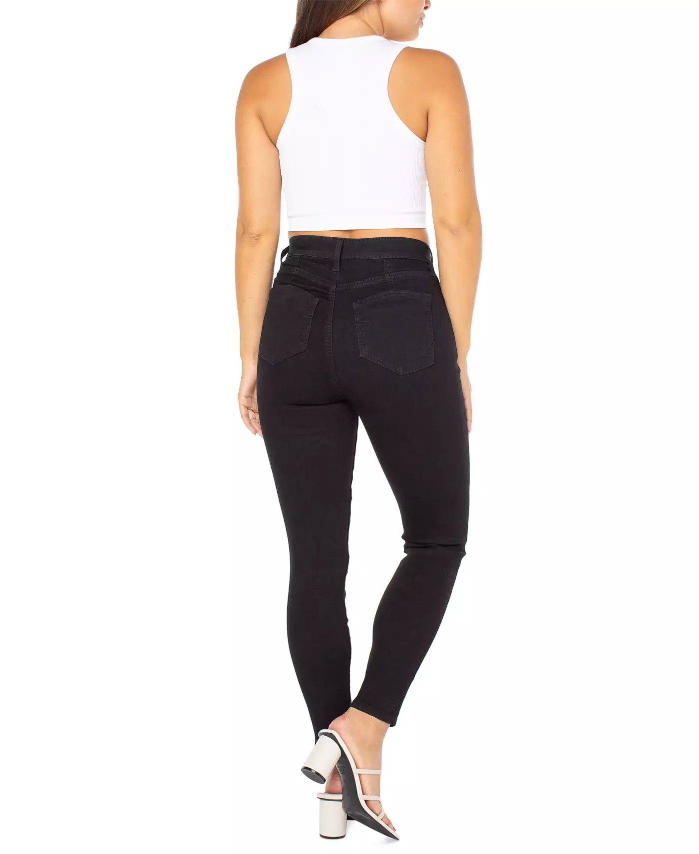 Джинсы-скинни Celebrity Pink Juniors с высокой посадкой и потертостями Curvy