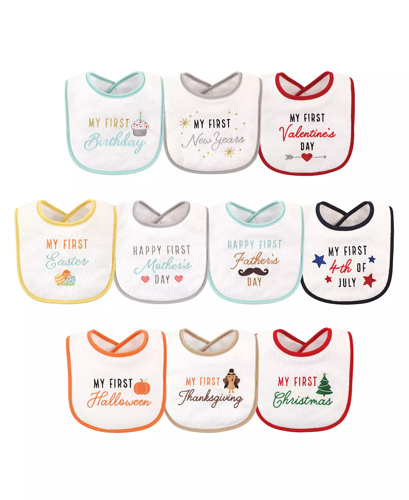 Hudson Baby, детские слюнявчики унисекс из хлопчатобумажной махровой ткани с волокнистым наполнителем, 10 шт., праздничный день рождения, один размер