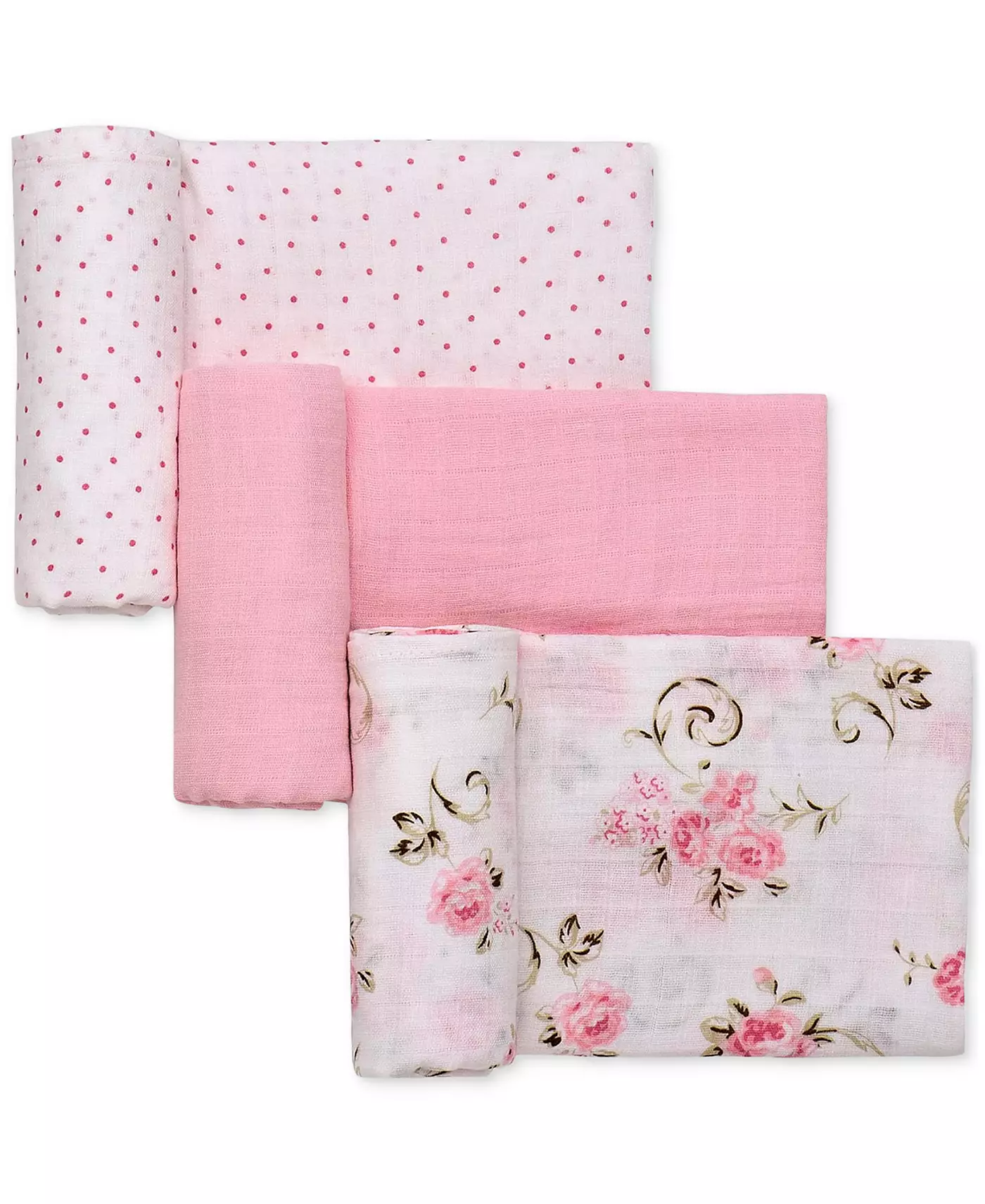 Little Me Baby Girls 3 шт. Комплект из муслиновых одеял в винтажном стиле с розовым принтом