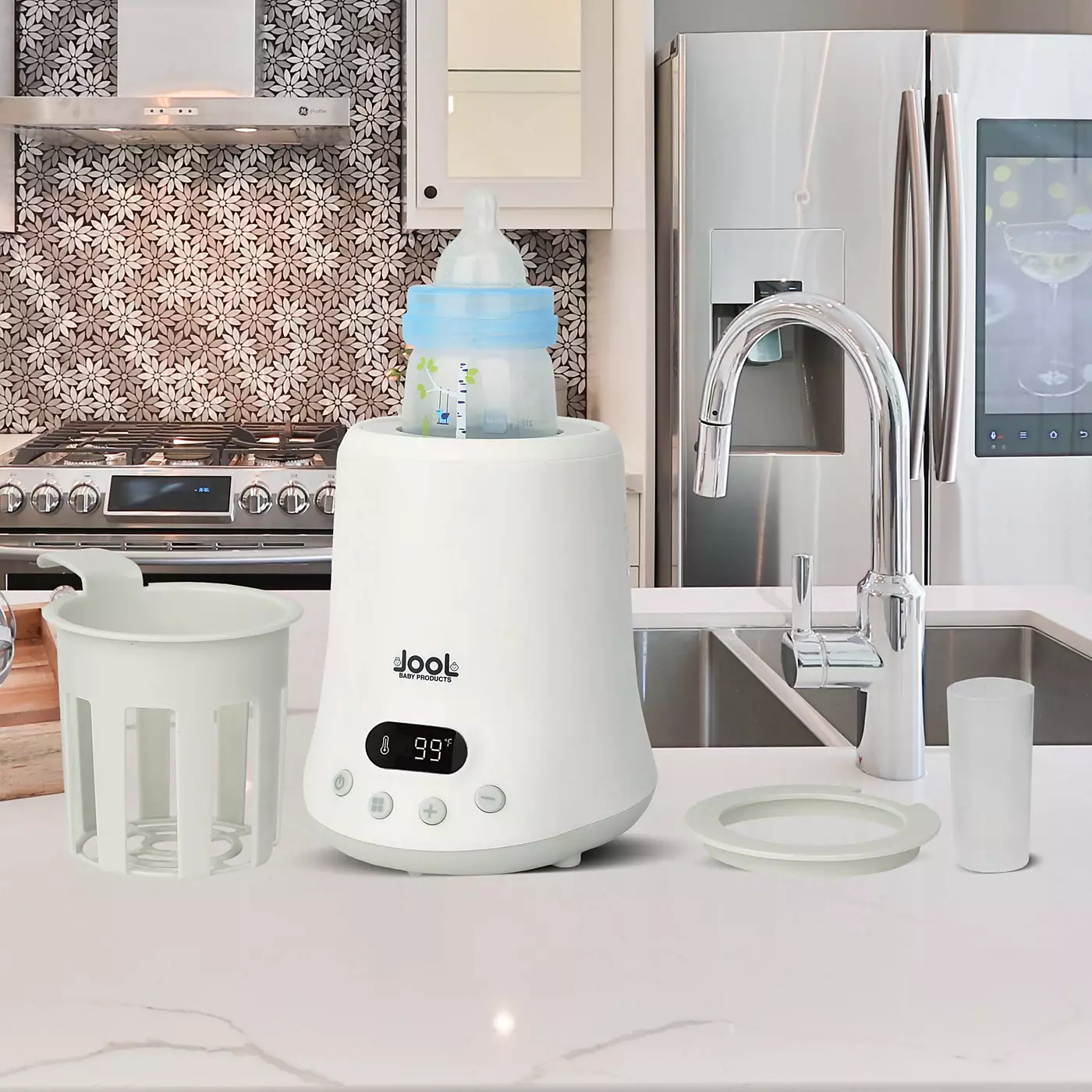 Подогреватель детских бутылочек Jool Baby - для молока, молочной смеси, сока, режимы быстрого подогрева и поддержания температуры, временной график