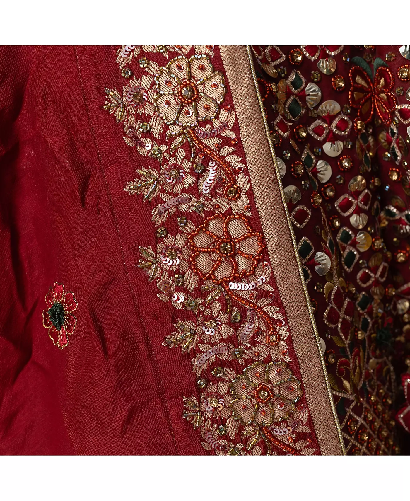 RAAS женская лехенга-чоли из красного шелка с ручной вышивкой и рукавами