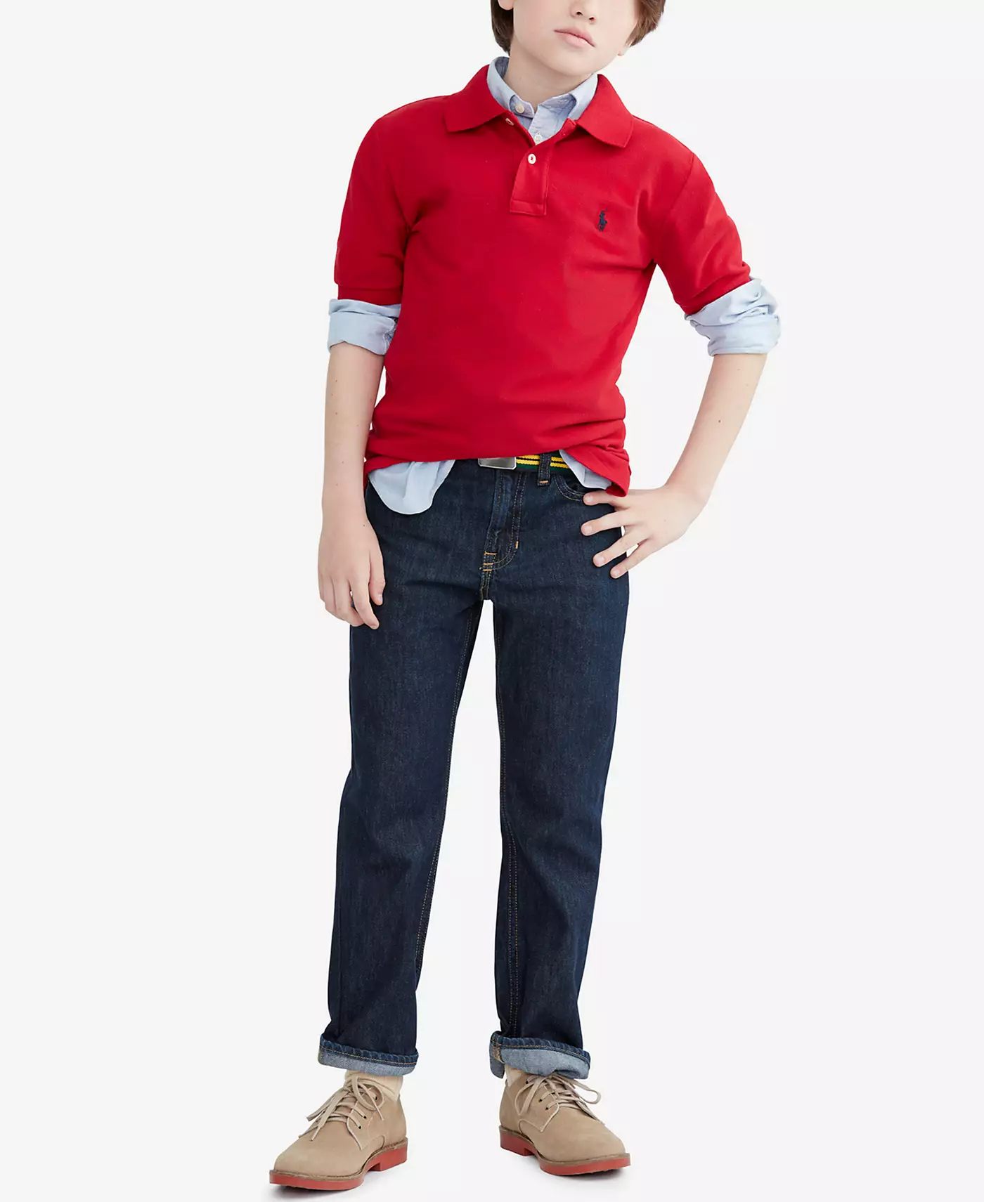 Polo Ralph Lauren Ralph Lauren Пике Поло, рубашка Blake Oxford и облегающие джинсы, для малышей, маленьких мальчиков и больших мальчиков