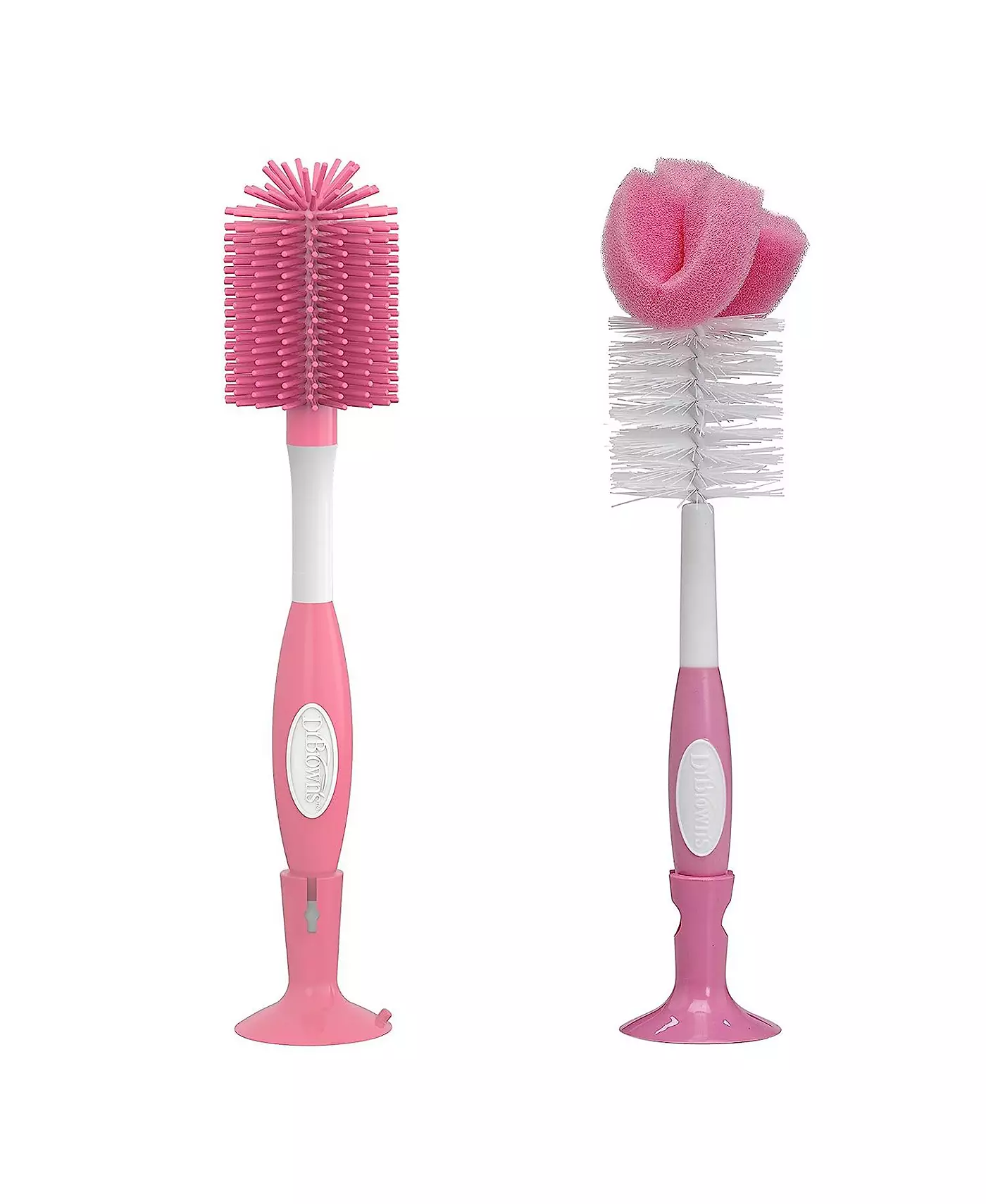 Dr. Browns Baby Мягкая на ощупь щетка для бутылочек и сосок Dr. Brown's Baby и губчатая щетка, розовая, 2 шт. в упаковке