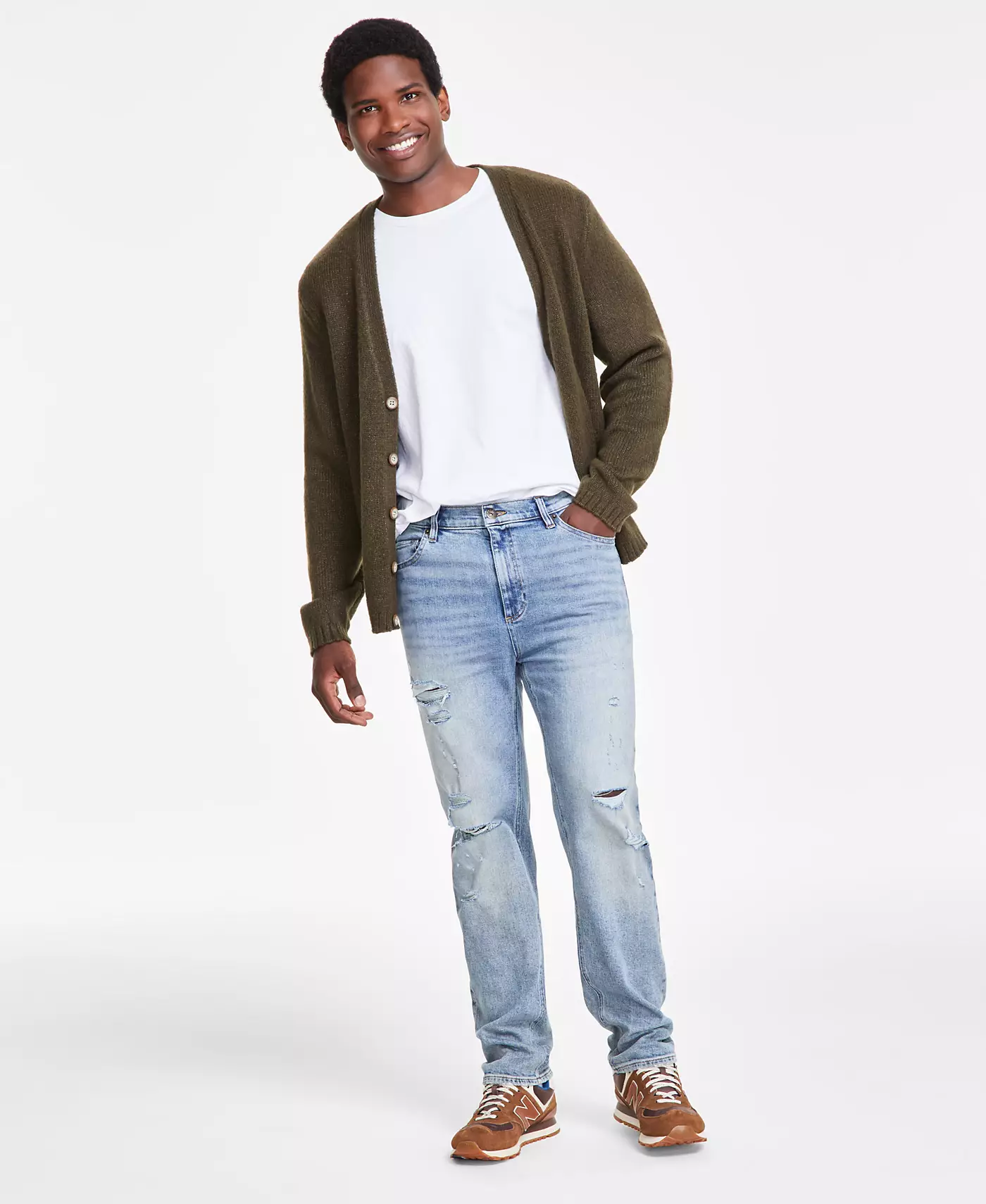 Мужские джинсы Sun + Stone Aurora с потертостями, созданные для Macy's