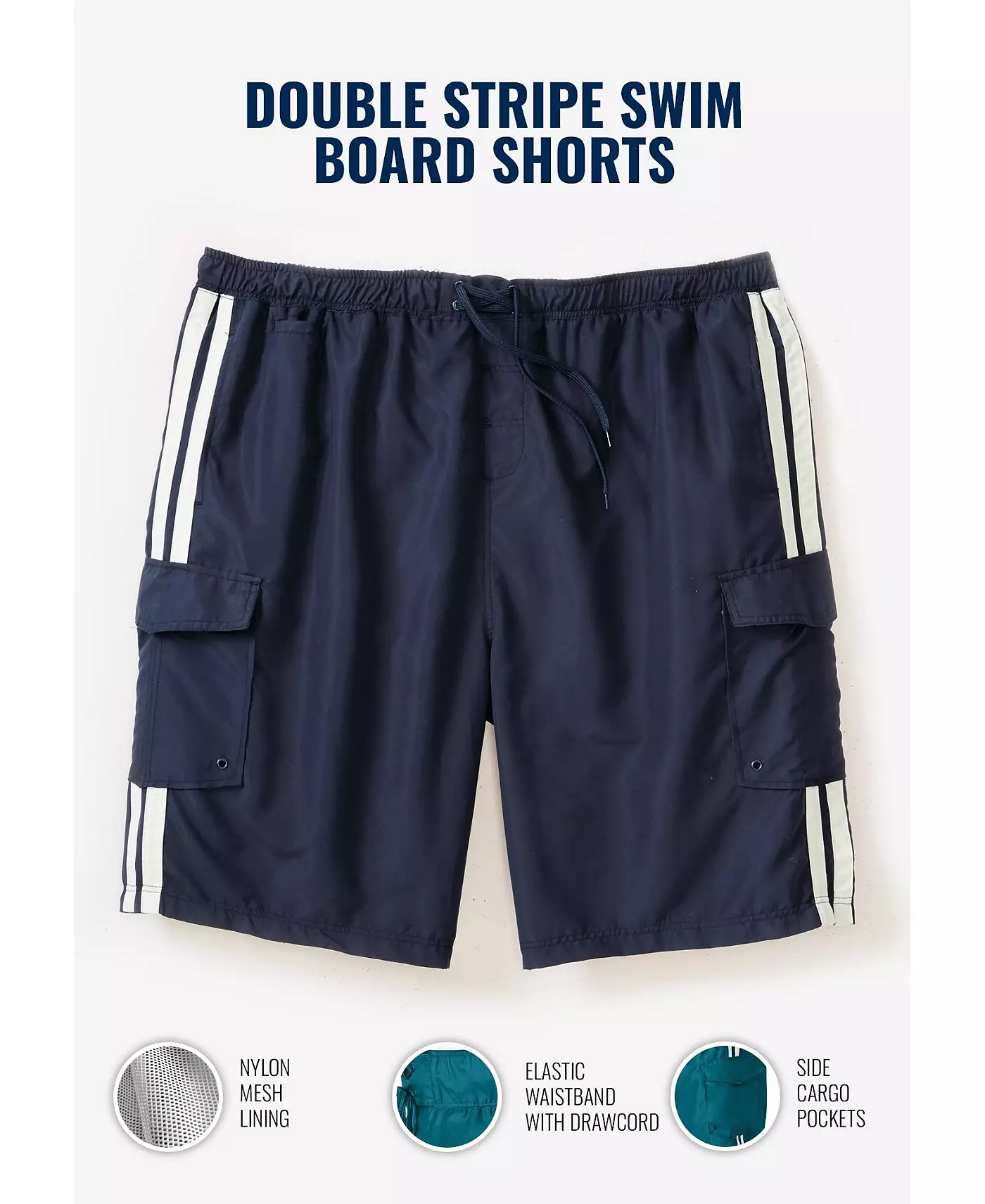 Шорты для плавания KingSize Tall 10" с двойной полоской