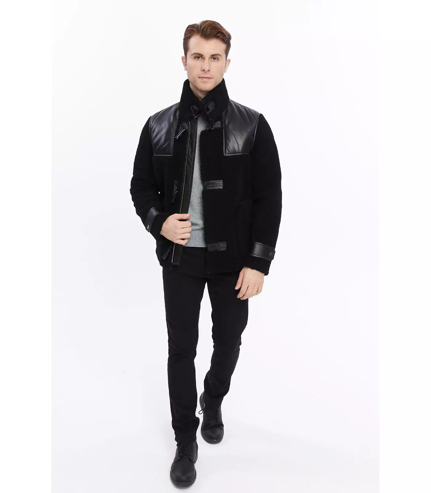 Мужская куртка Furniq UK из натуральной кожи, черная
