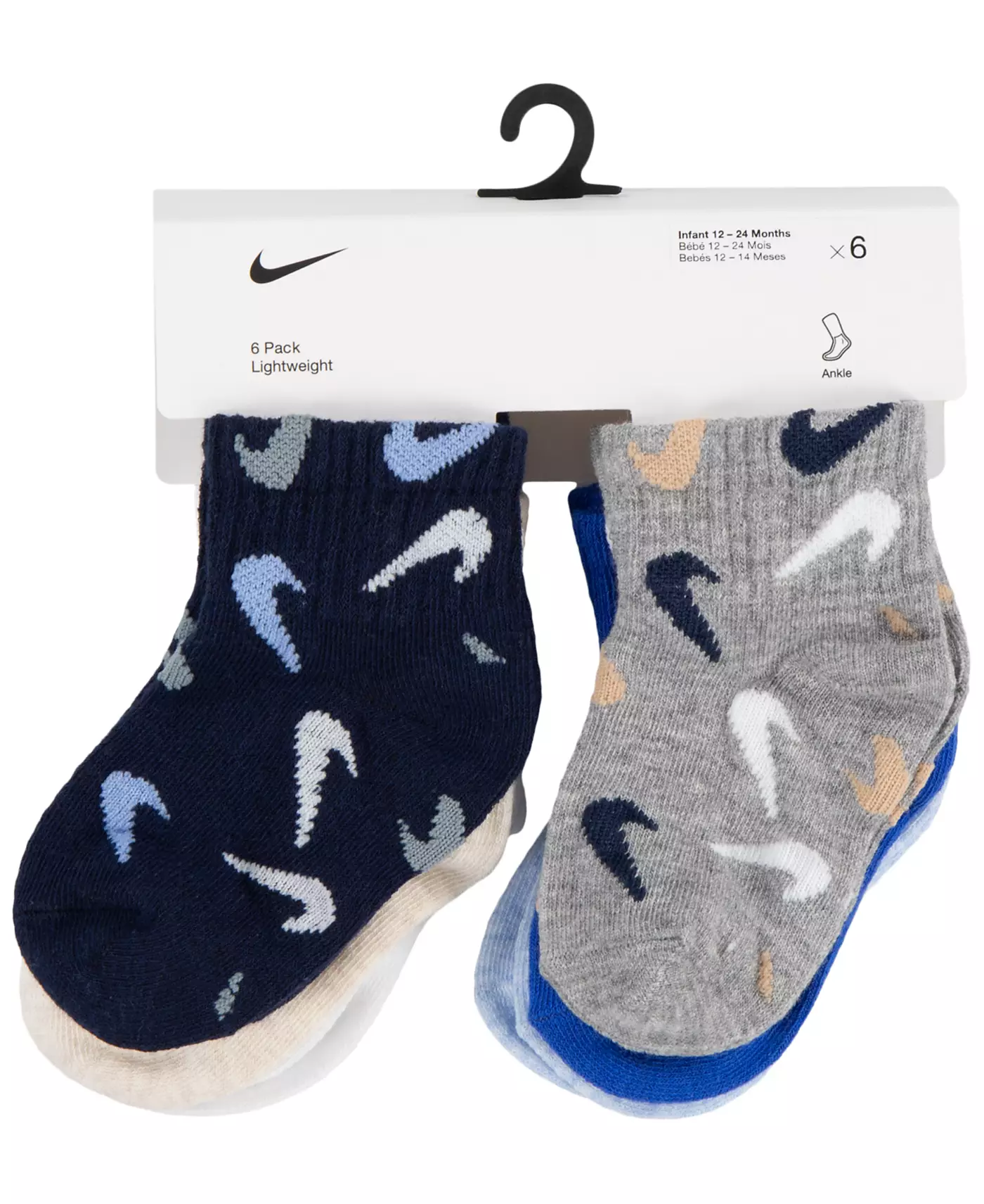 Носки Nike для малышей и малышей Swooshfetti, упаковка из 6 шт.